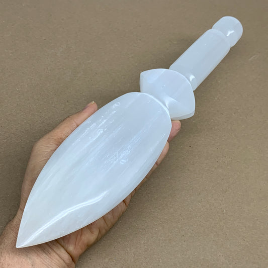 1.5 lbs, 13.5"x2.6"x1.1", Natural Selenite Crystal Dagger (Satin Spar), B36200