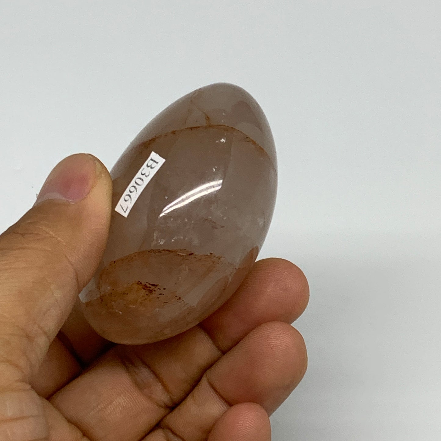 134g,2.3"x1.8"x1.4", Red Hematoid Fire Quartz Palm-Stone Crystal Polished, B3066