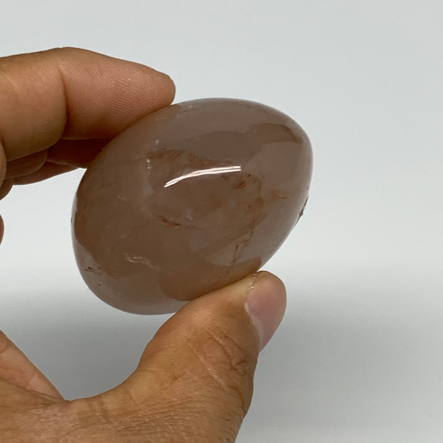 134g,2.3"x1.8"x1.4", Red Hematoid Fire Quartz Palm-Stone Crystal Polished, B3066