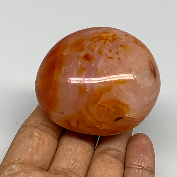 165.6g, 2.4"x2.1"x1.5", Red Carnelian Palm-Stone Gem Crystal Polished, B28424