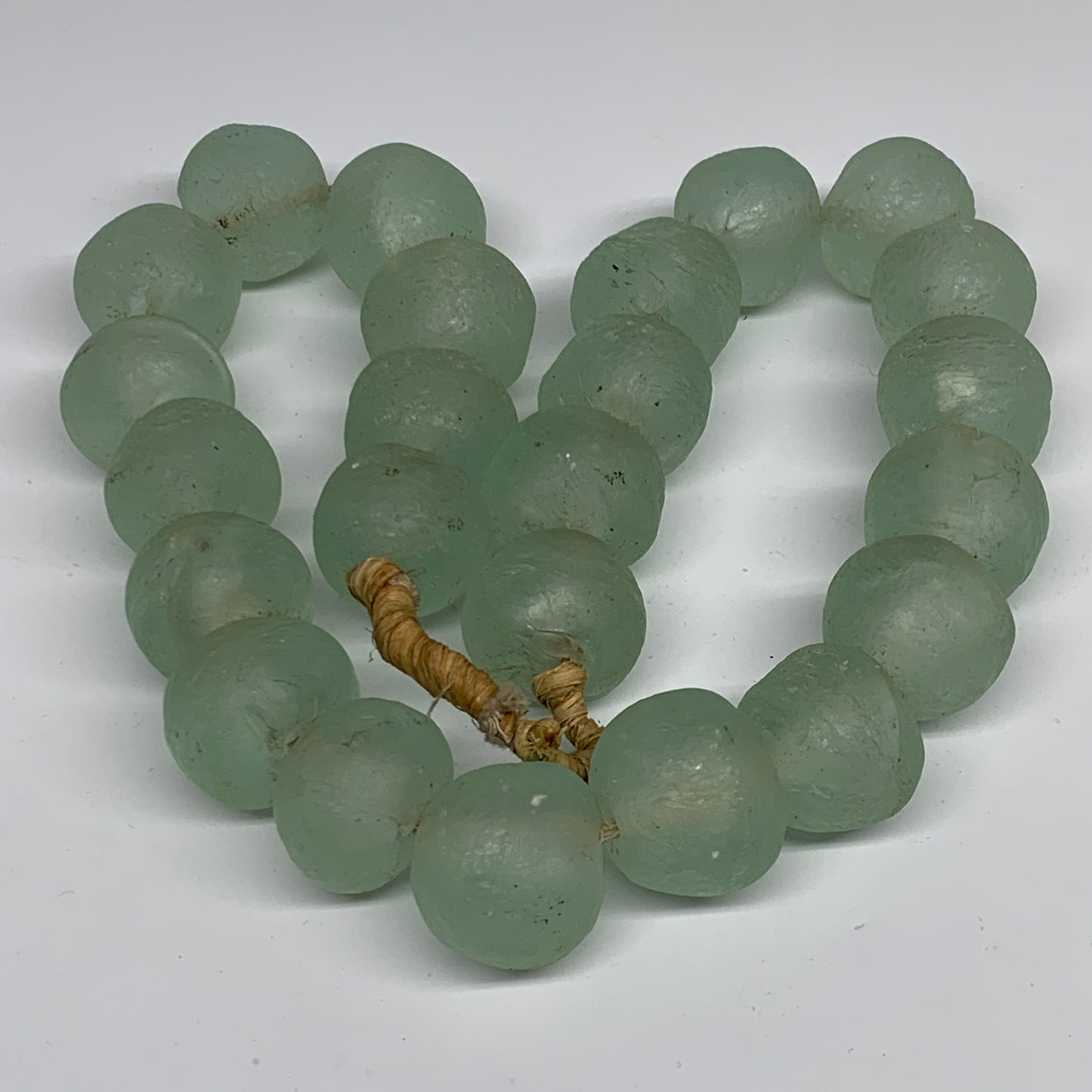 2.1 lbs, 24mm-31mm, 1 Strand, 24 beads, Blue Round Sea Glass Beads , B35630