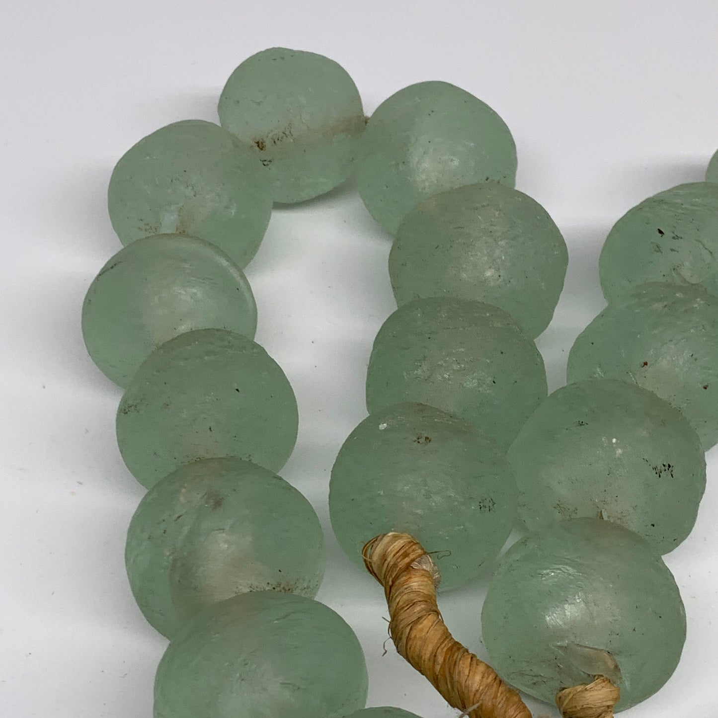 2.1 lbs, 24mm-31mm, 1 Strand, 24 beads, Blue Round Sea Glass Beads , B35630