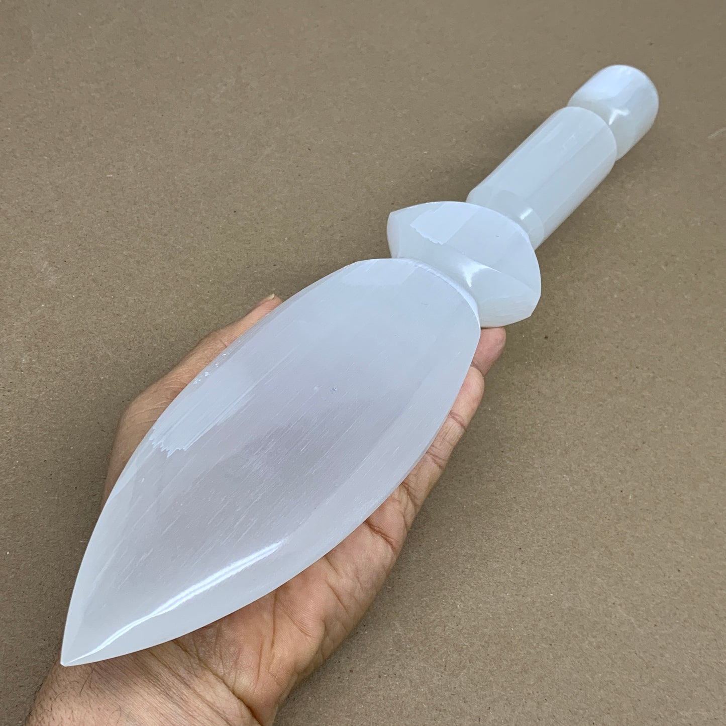 1.6 lbs, 13.75"x2.6"x1.2", Natural Selenite Crystal Dagger (Satin Spar), B36201