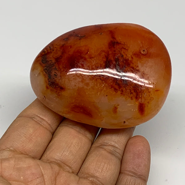 145.7g, 2.7"x2.1"x1.2", Red Carnelian Palm-Stone Gem Crystal Polished, B28425