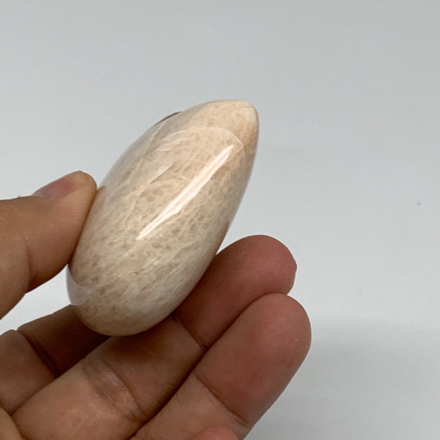 85g, 2.1"x2"x1", Peach Moonstone Heart Crystal Polished Gemstone, B34897