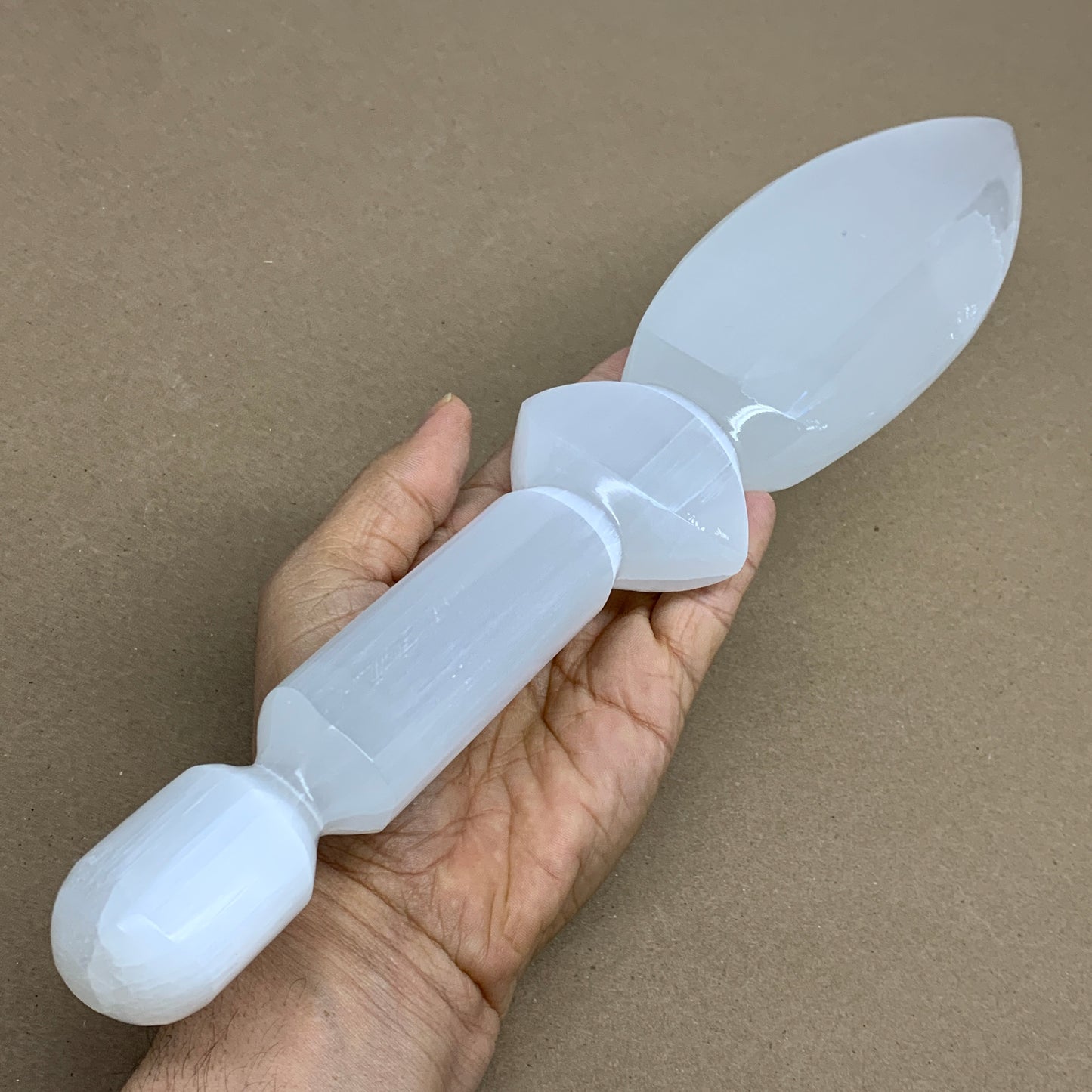 1.6 lbs, 13.75"x2.6"x1.2", Natural Selenite Crystal Dagger (Satin Spar), B36201