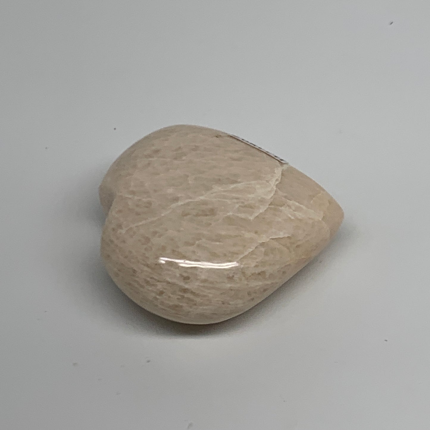 85g, 2.1"x2"x1", Peach Moonstone Heart Crystal Polished Gemstone, B34897