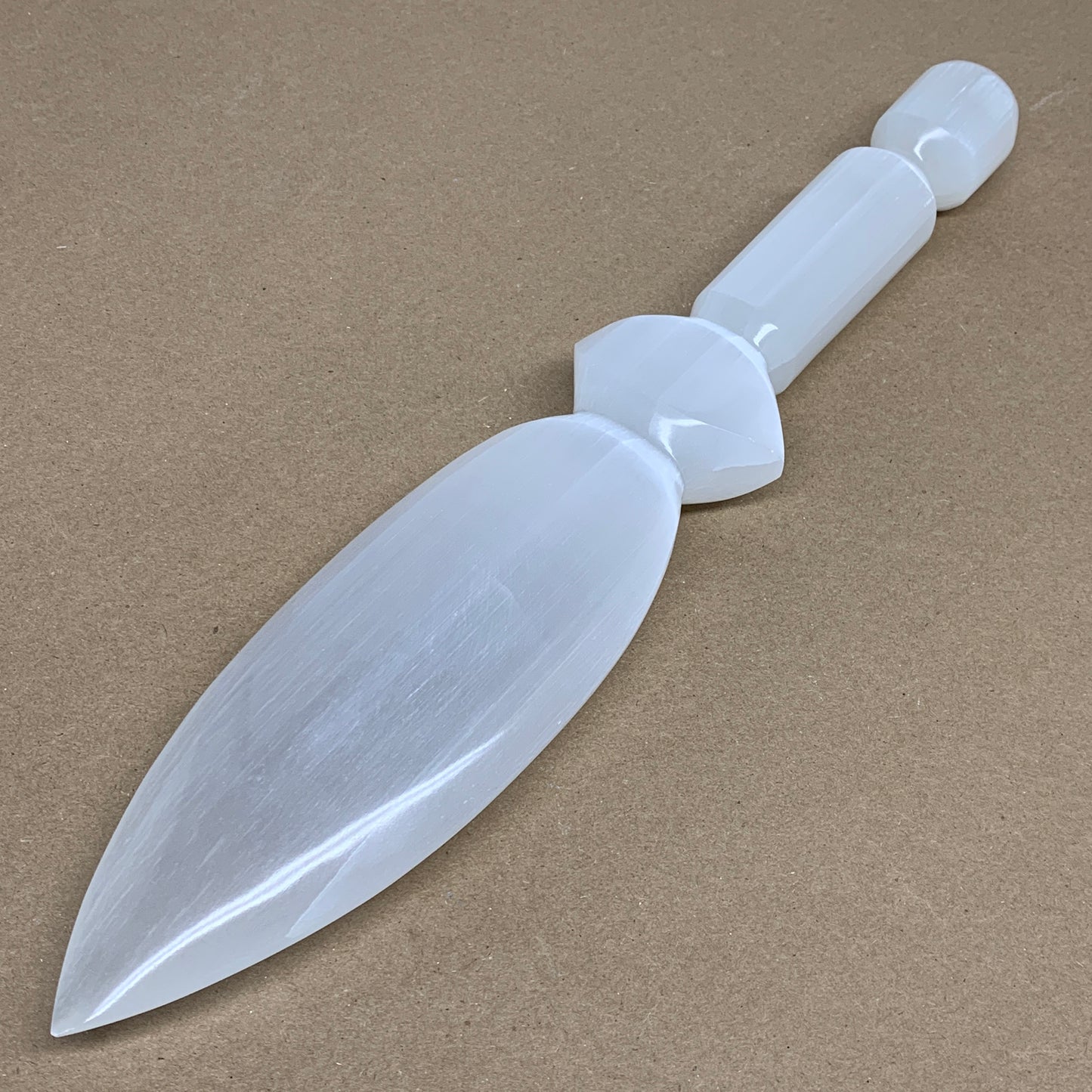 1.6 lbs, 13.75"x2.6"x1.2", Natural Selenite Crystal Dagger (Satin Spar), B36201