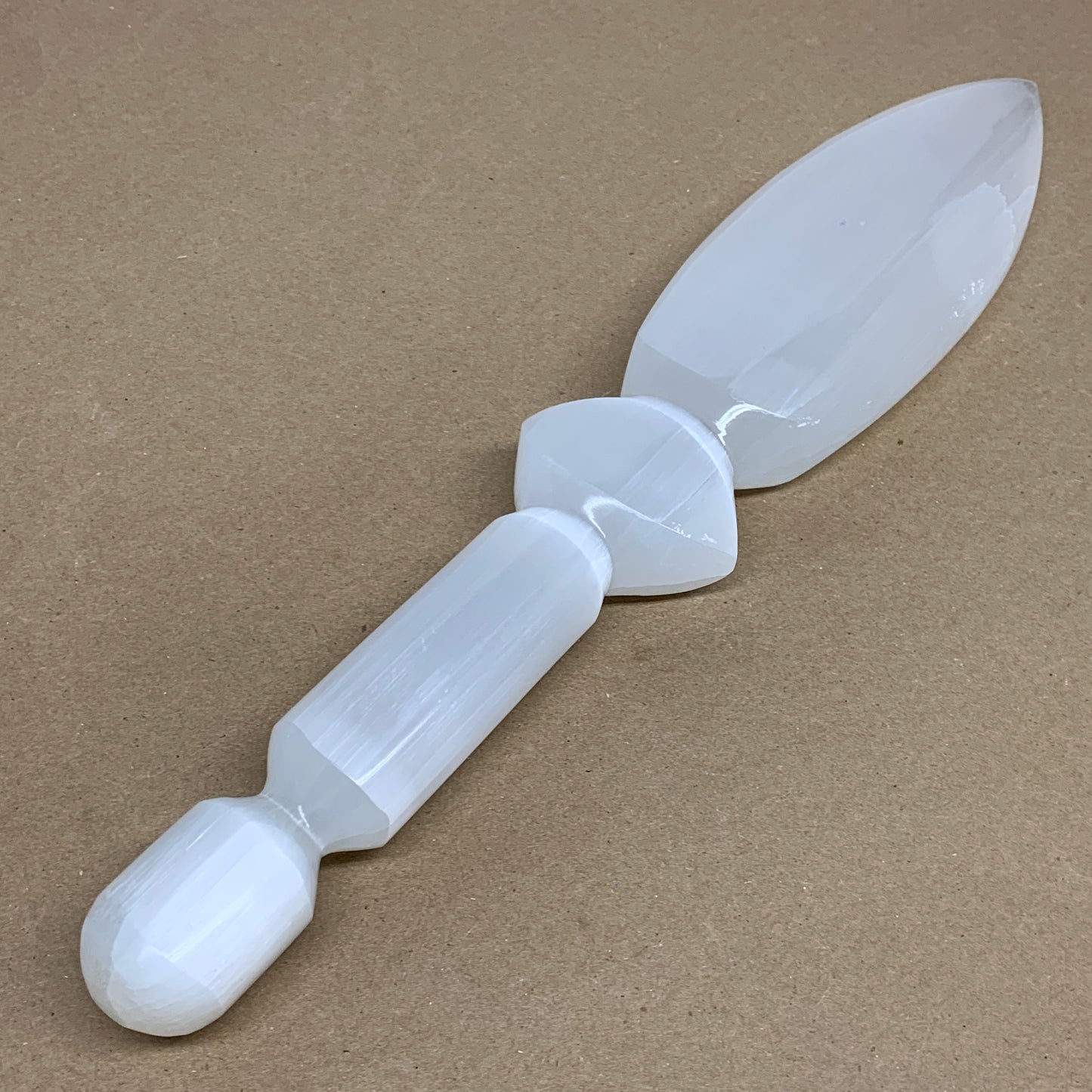 1.6 lbs, 13.75"x2.6"x1.2", Natural Selenite Crystal Dagger (Satin Spar), B36201