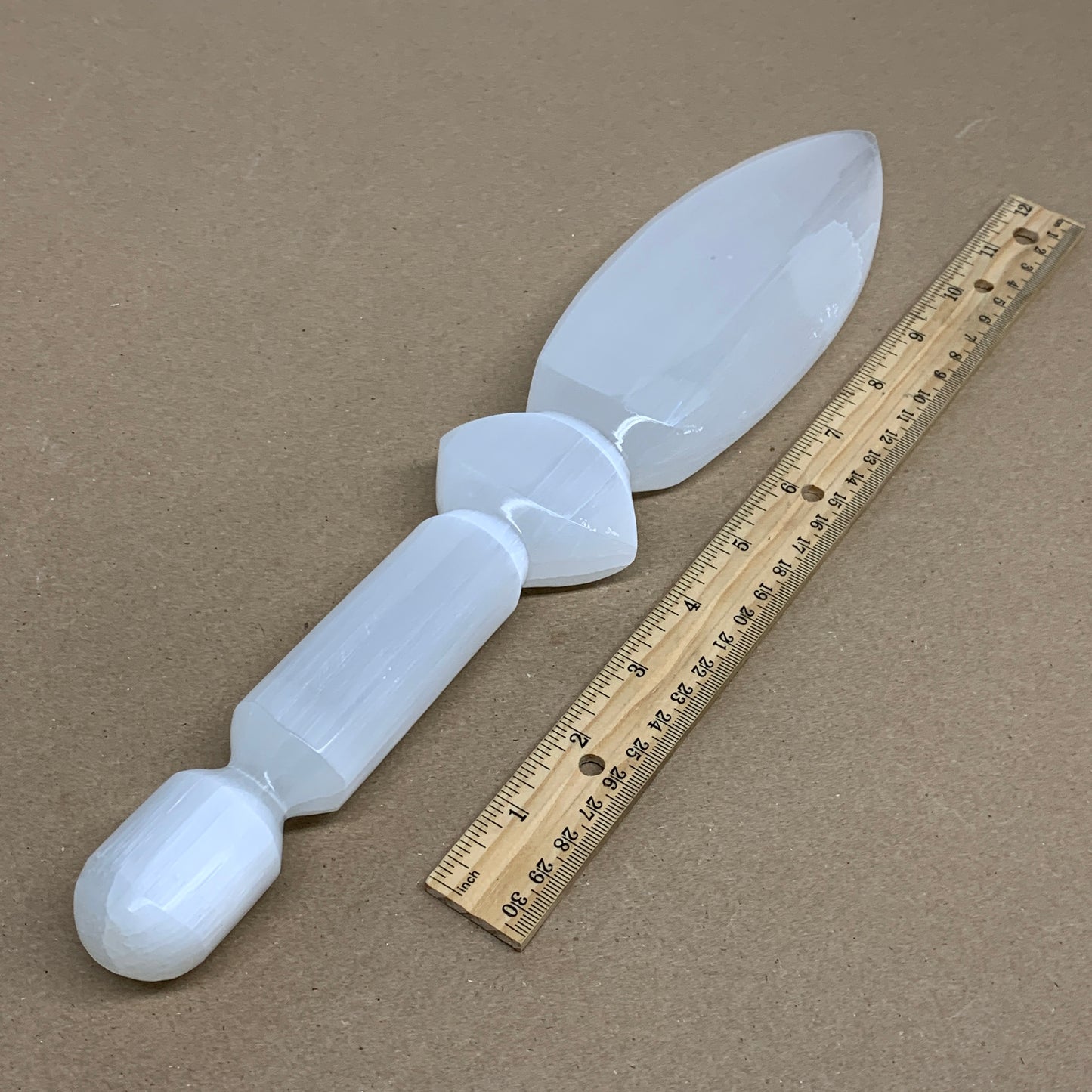 1.6 lbs, 13.75"x2.6"x1.2", Natural Selenite Crystal Dagger (Satin Spar), B36201