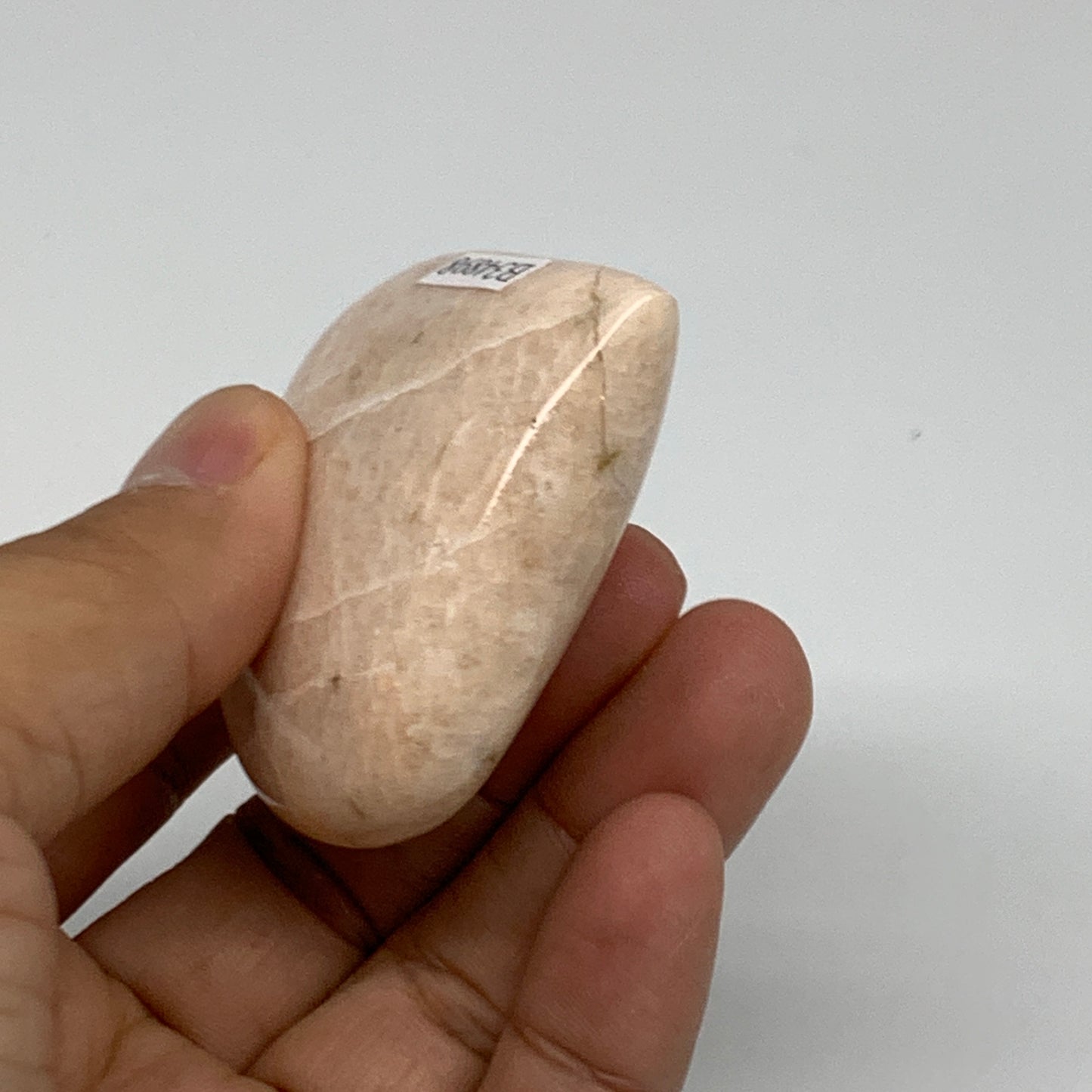 77.2g, 2.1"x2.2"x0.8", Peach Moonstone Heart Crystal Polished Gemstone, B34898