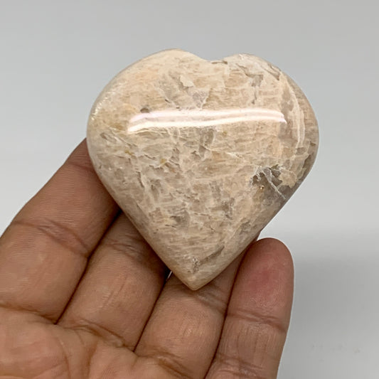 83.4g, 2.2"x2.1"x0.9", Peach Moonstone Heart Crystal Polished Gemstone, B34899