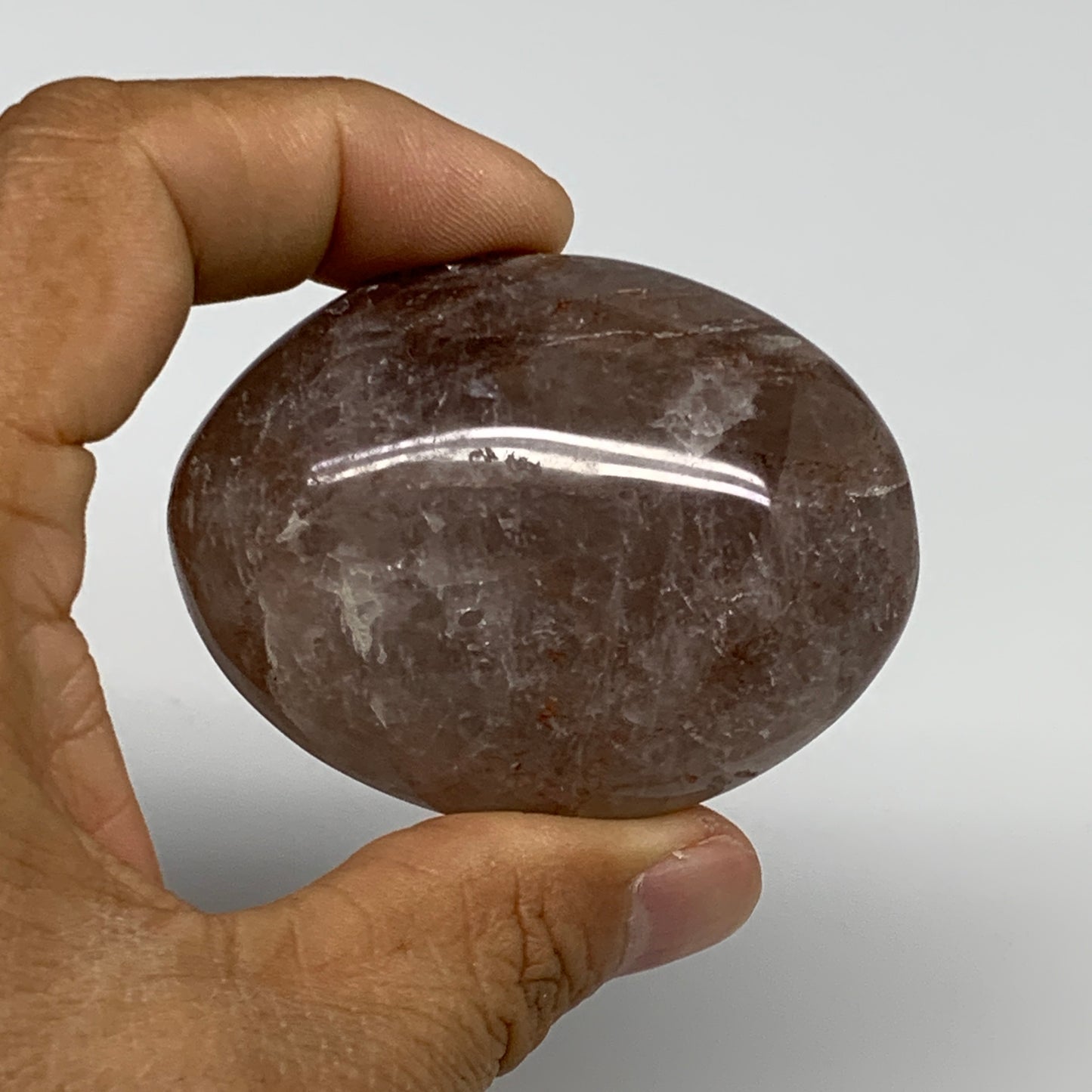 103.9g,2.3"x1.8"x1", Red Hematoid Fire Quartz Palm-Stone Crystal Polished, B3067