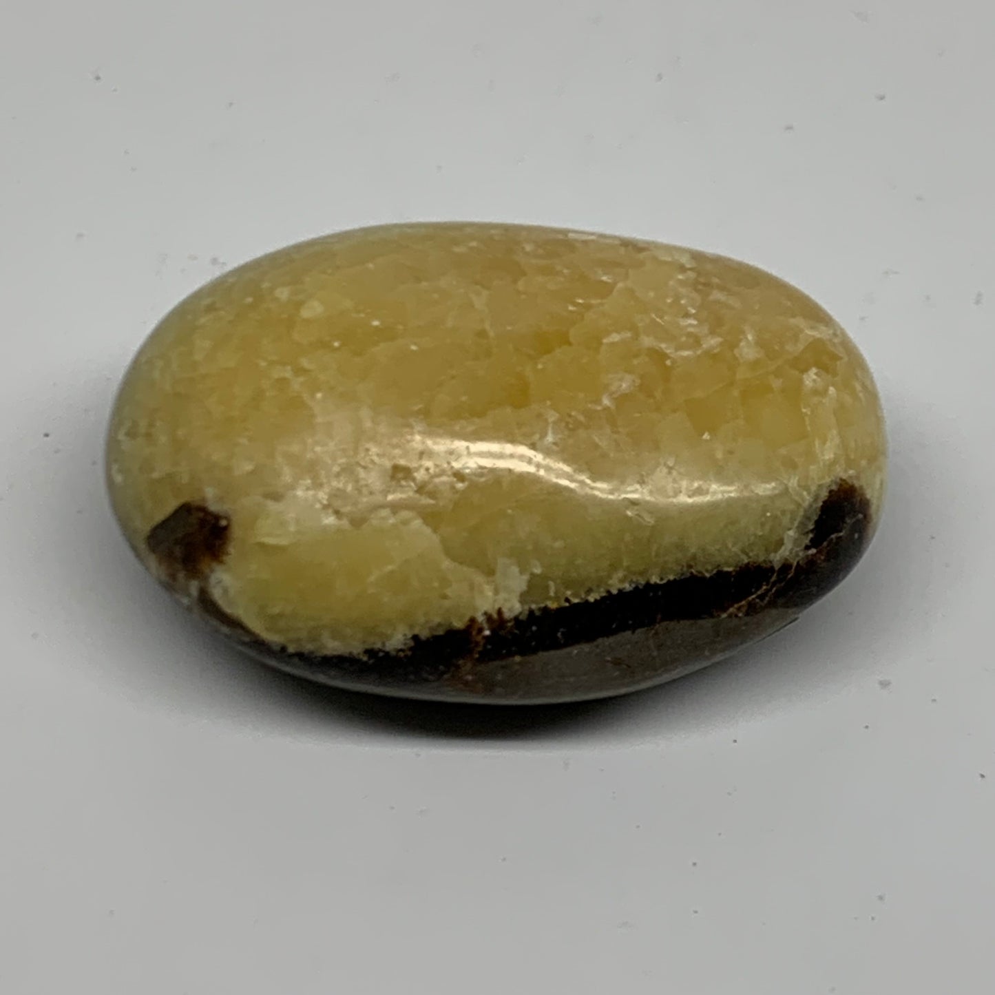 108.1g, 2.4"x1.7"x1.1", Septarian Nodule Palm-Stone Polished Crystal, B37940