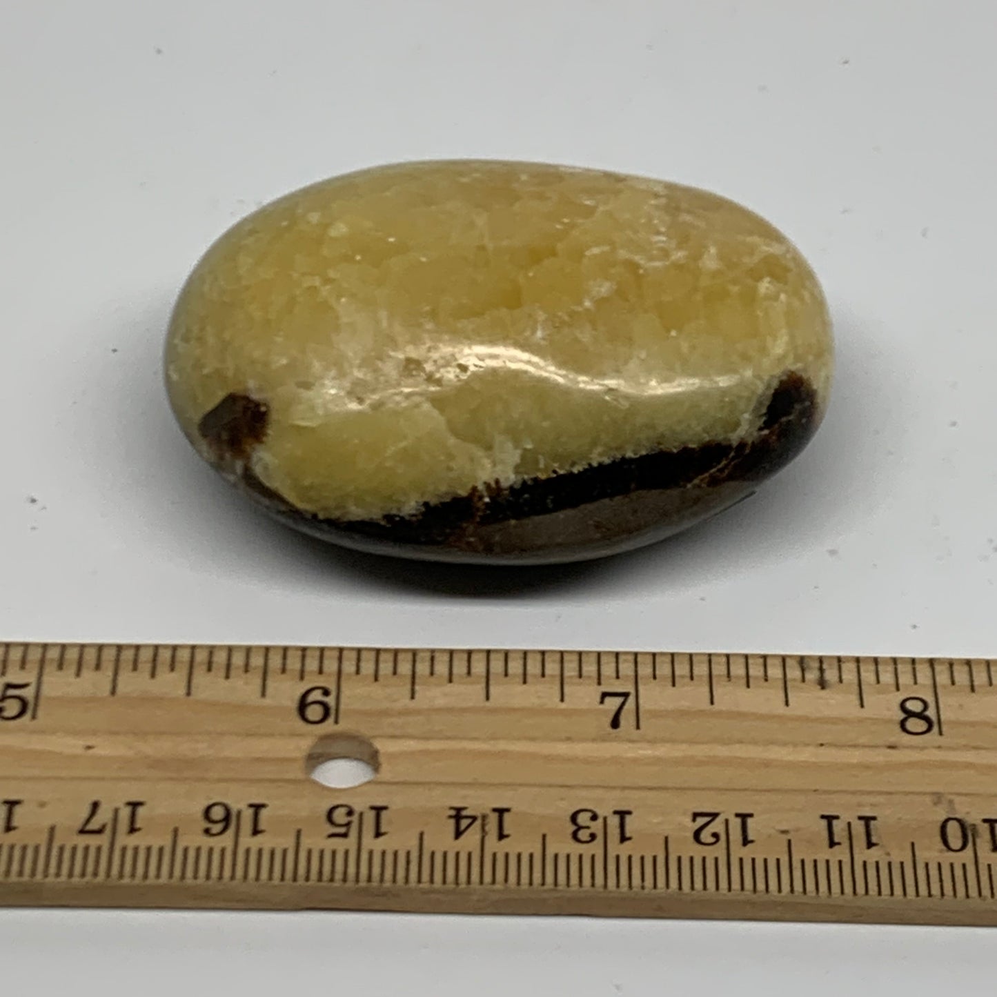 108.1g, 2.4"x1.7"x1.1", Septarian Nodule Palm-Stone Polished Crystal, B37940