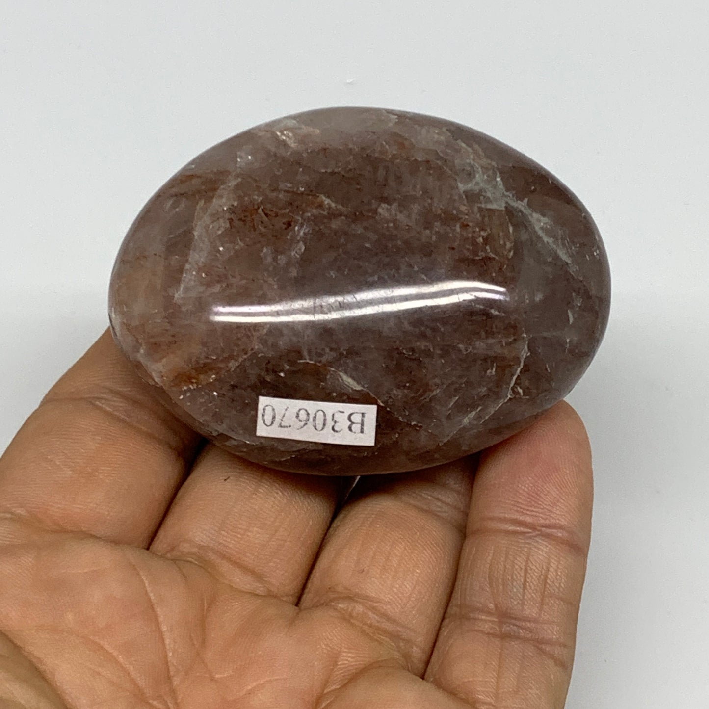 103.9g,2.3"x1.8"x1", Red Hematoid Fire Quartz Palm-Stone Crystal Polished, B3067