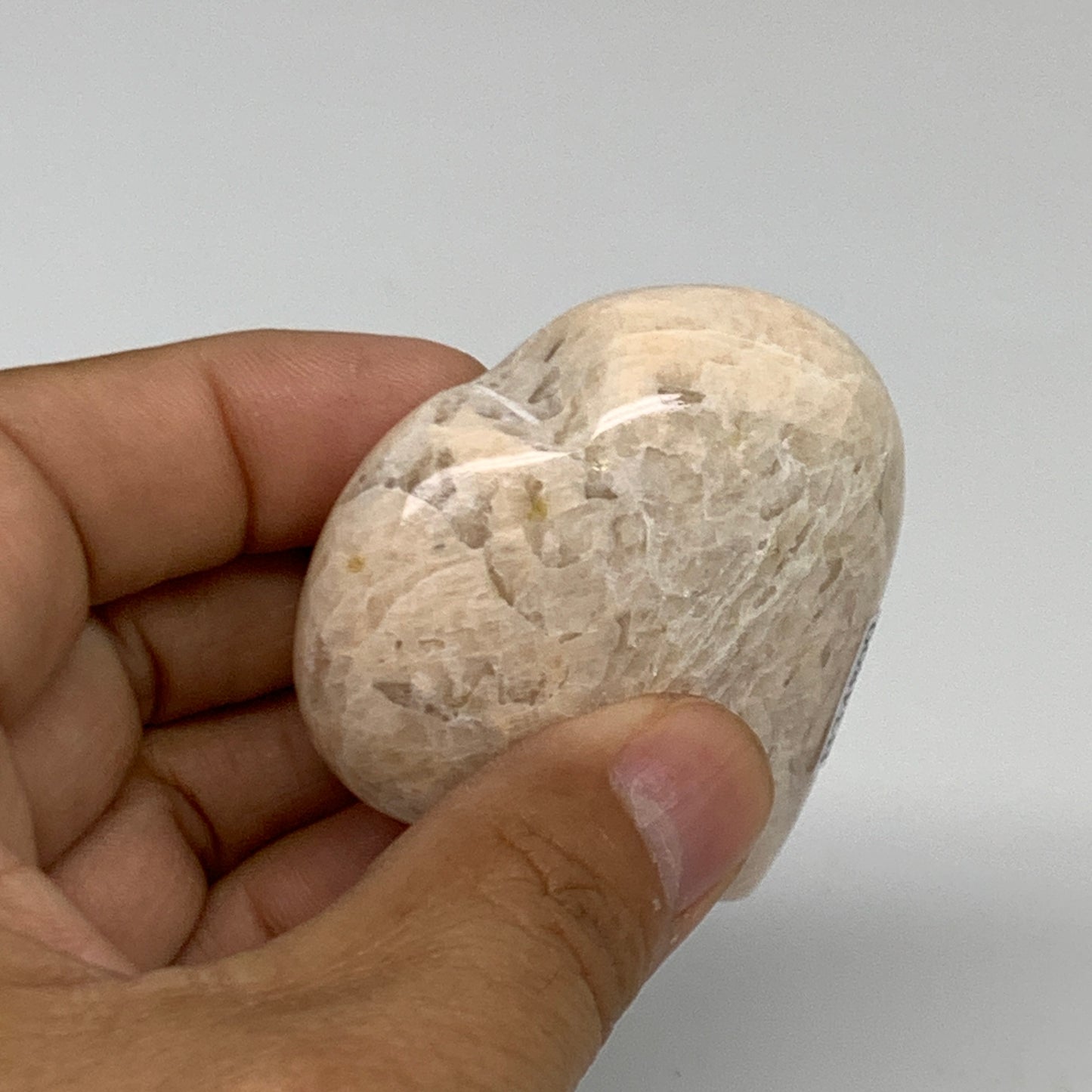 83.4g, 2.2"x2.1"x0.9", Peach Moonstone Heart Crystal Polished Gemstone, B34899