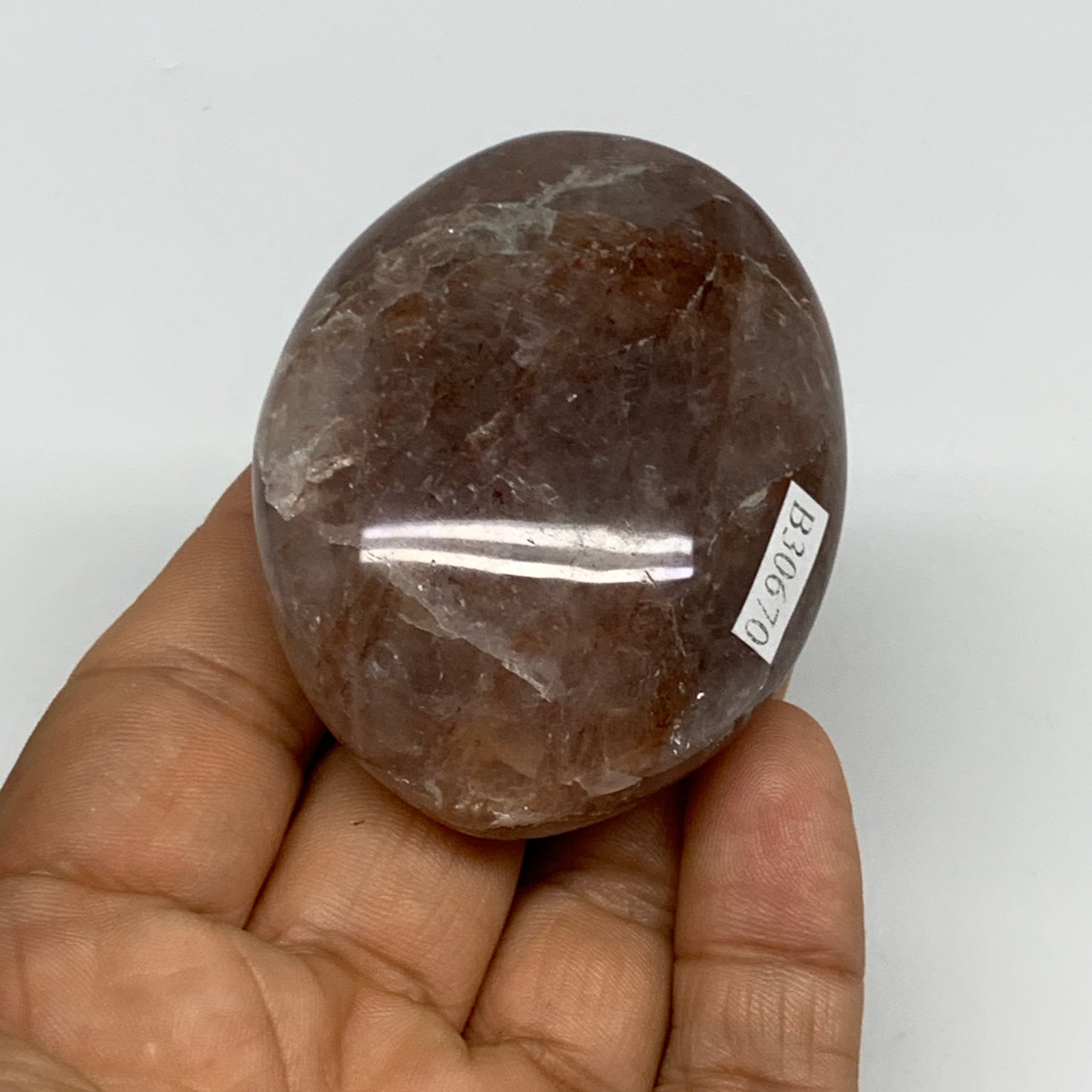 103.9g,2.3"x1.8"x1", Red Hematoid Fire Quartz Palm-Stone Crystal Polished, B3067