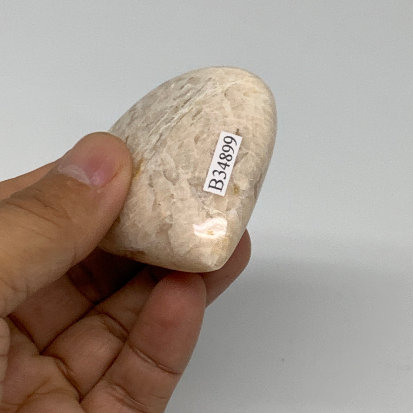 83.4g, 2.2"x2.1"x0.9", Peach Moonstone Heart Crystal Polished Gemstone, B34899