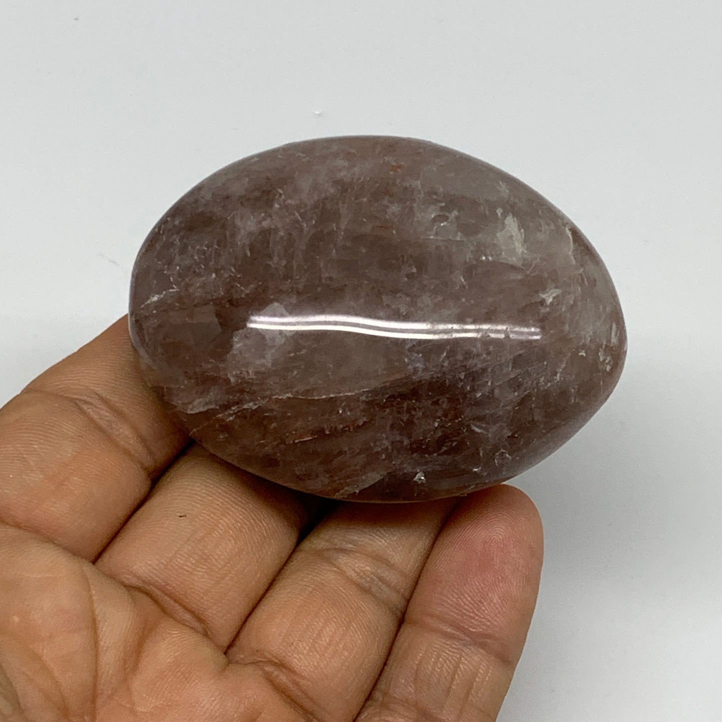 103.9g,2.3"x1.8"x1", Red Hematoid Fire Quartz Palm-Stone Crystal Polished, B3067