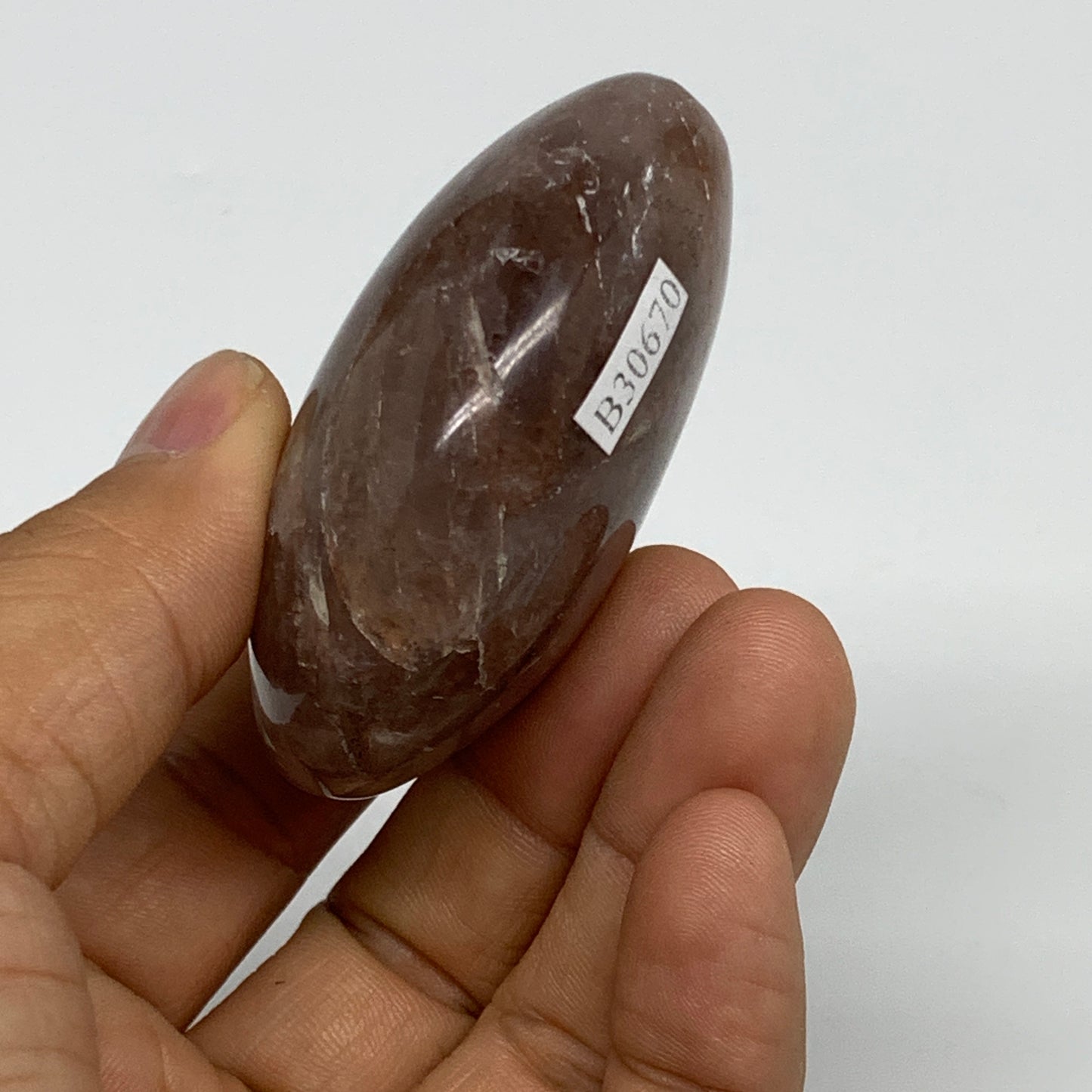 103.9g,2.3"x1.8"x1", Red Hematoid Fire Quartz Palm-Stone Crystal Polished, B3067