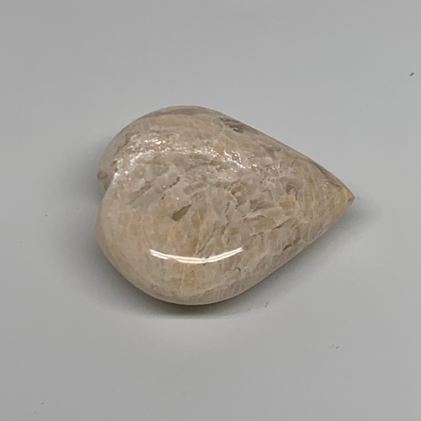 83.4g, 2.2"x2.1"x0.9", Peach Moonstone Heart Crystal Polished Gemstone, B34899