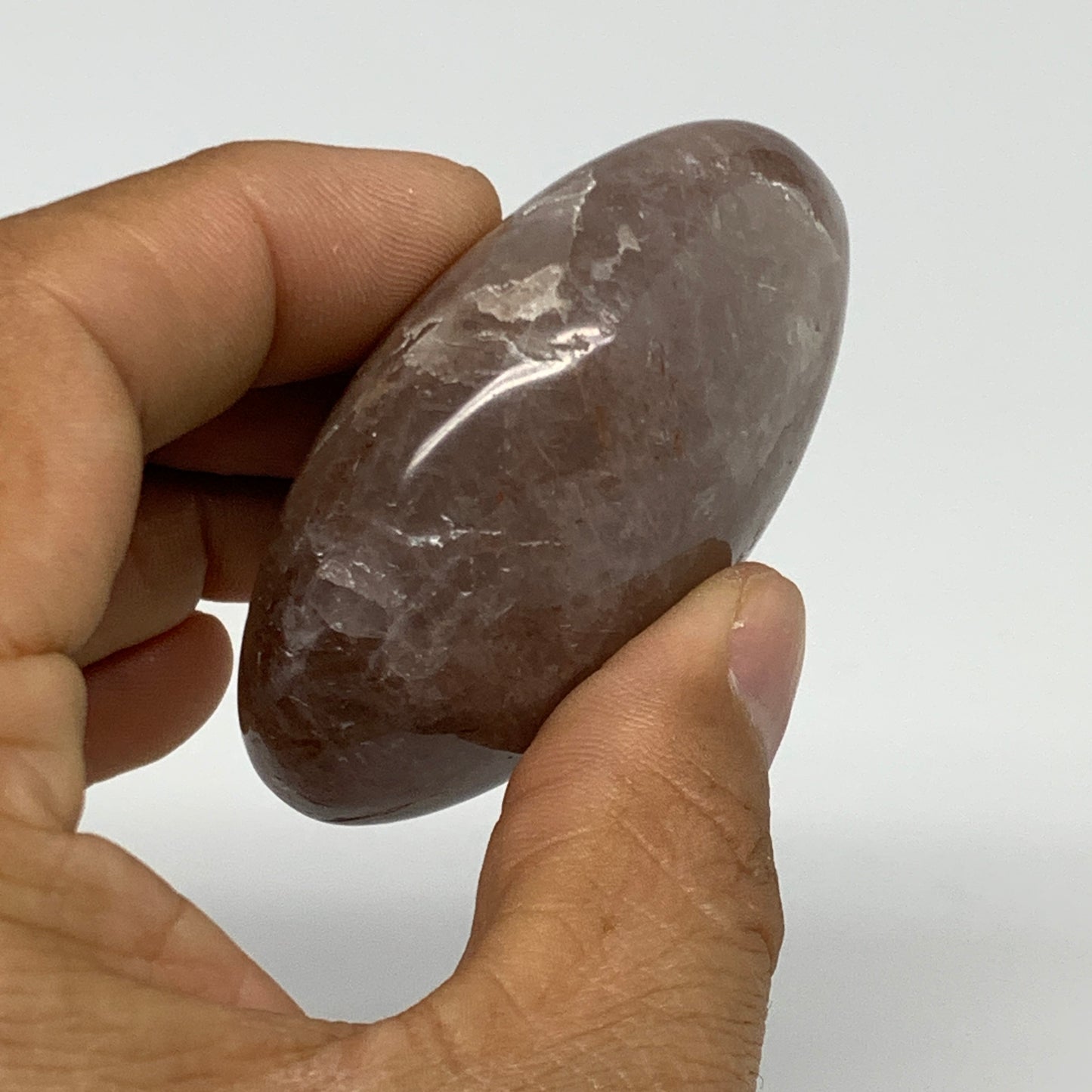 103.9g,2.3"x1.8"x1", Red Hematoid Fire Quartz Palm-Stone Crystal Polished, B3067