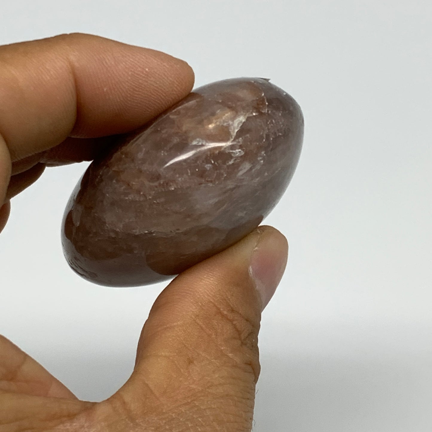 103.9g,2.3"x1.8"x1", Red Hematoid Fire Quartz Palm-Stone Crystal Polished, B3067