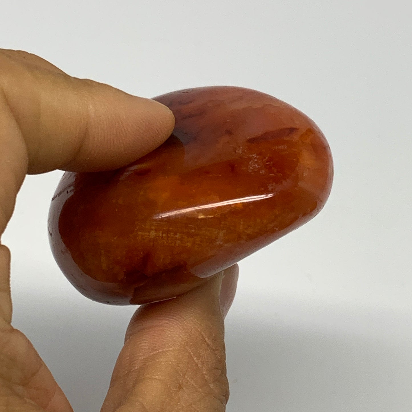 115.9g, 2.2"x2"x1.1", Red Carnelian Palm-Stone Gem Crystal Polished, B28427