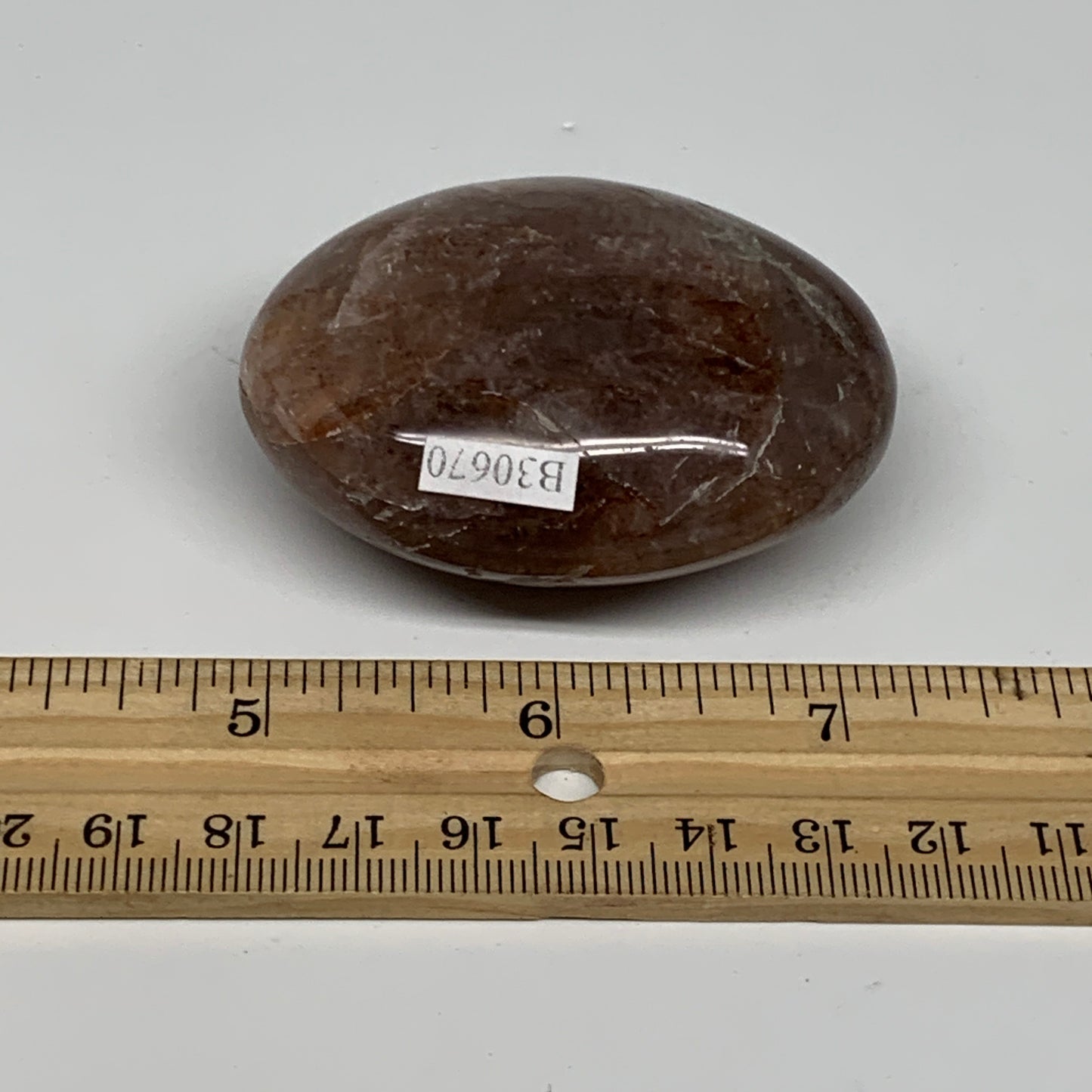 103.9g,2.3"x1.8"x1", Red Hematoid Fire Quartz Palm-Stone Crystal Polished, B3067