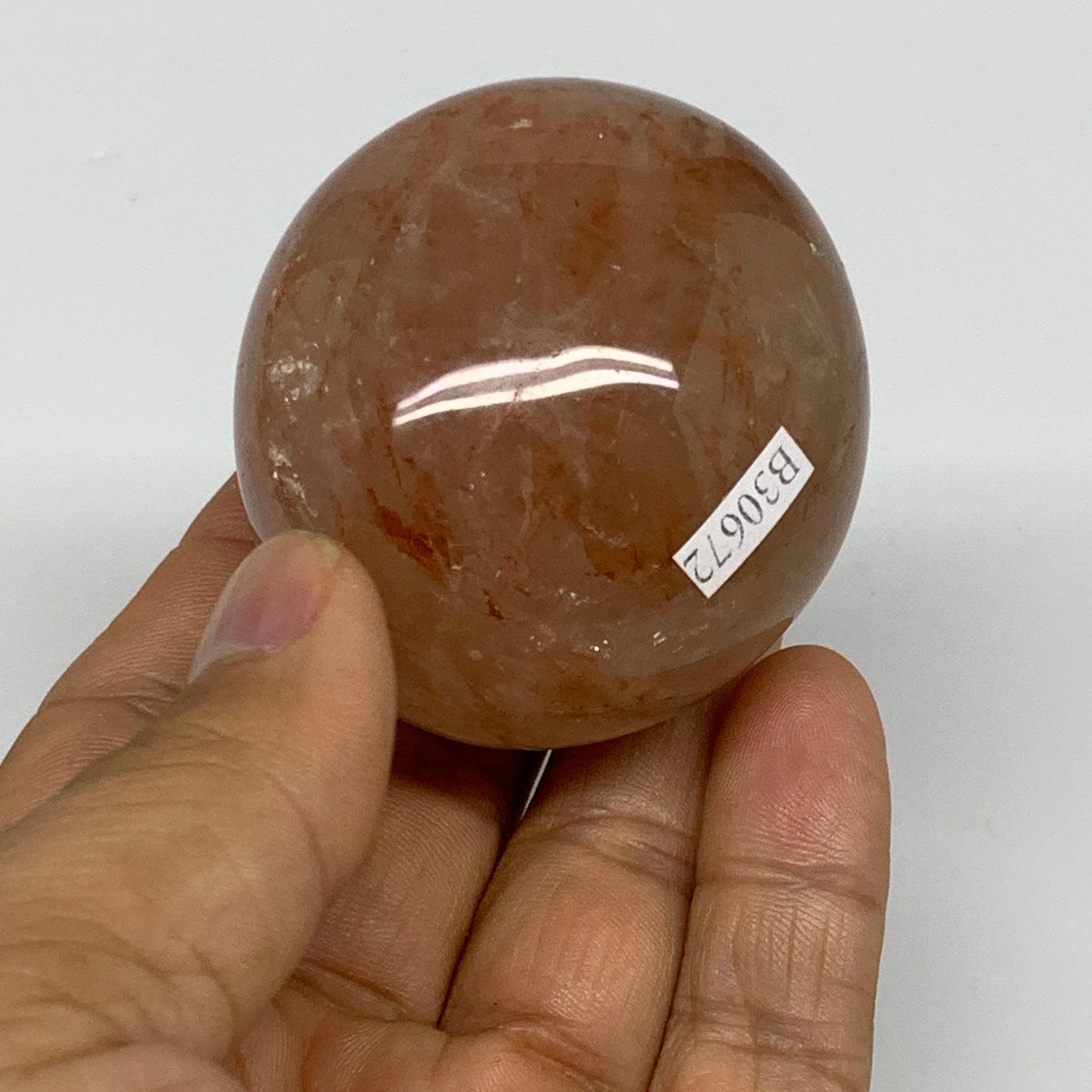 144g,2.1"x1.9"x1.5", Red Hematoid Fire Quartz Palm-Stone Crystal Polished, B3067