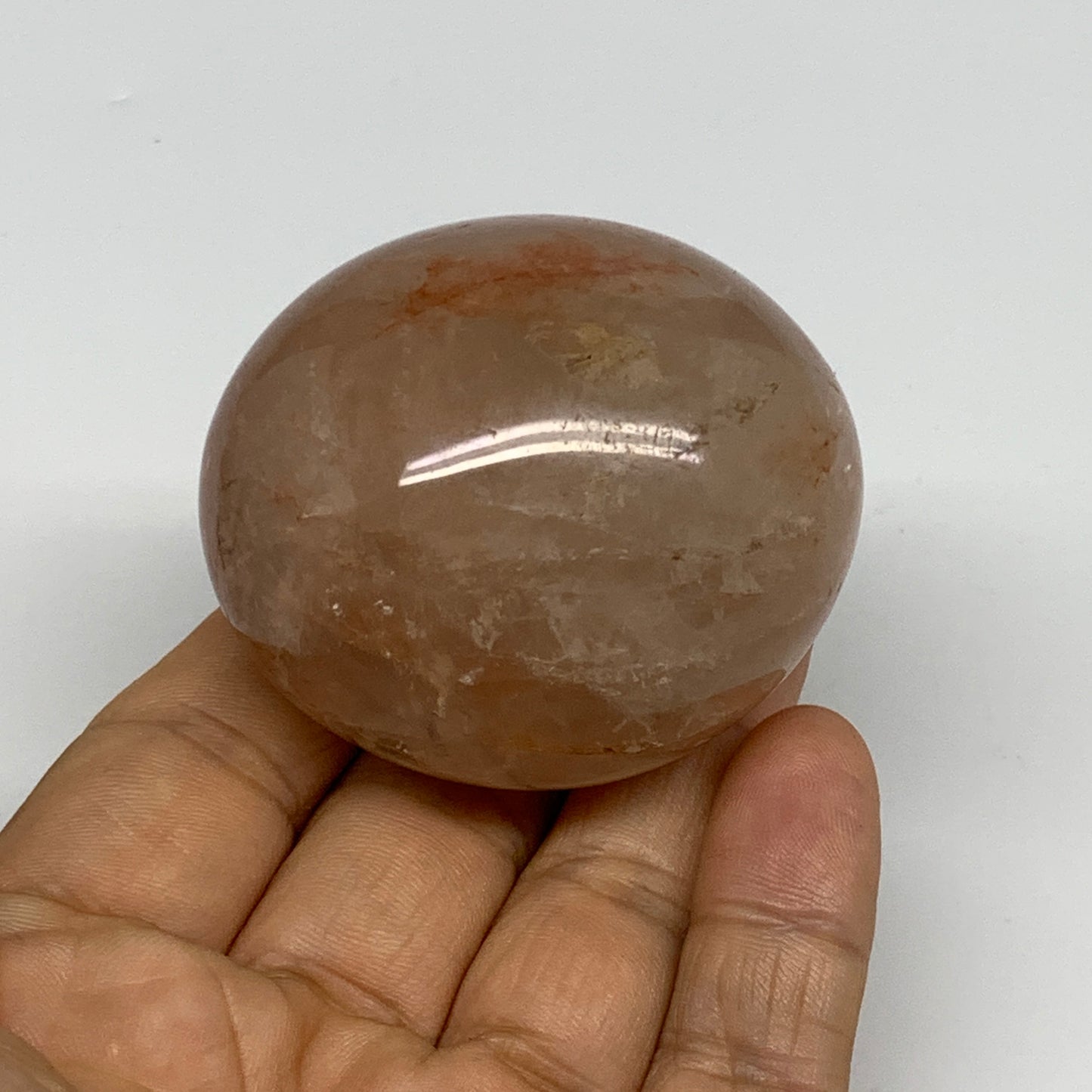 144g,2.1"x1.9"x1.5", Red Hematoid Fire Quartz Palm-Stone Crystal Polished, B3067