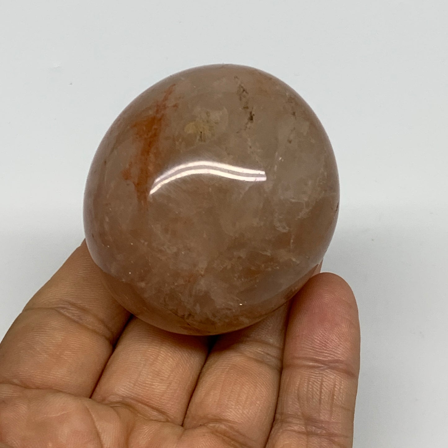 144g,2.1"x1.9"x1.5", Red Hematoid Fire Quartz Palm-Stone Crystal Polished, B3067