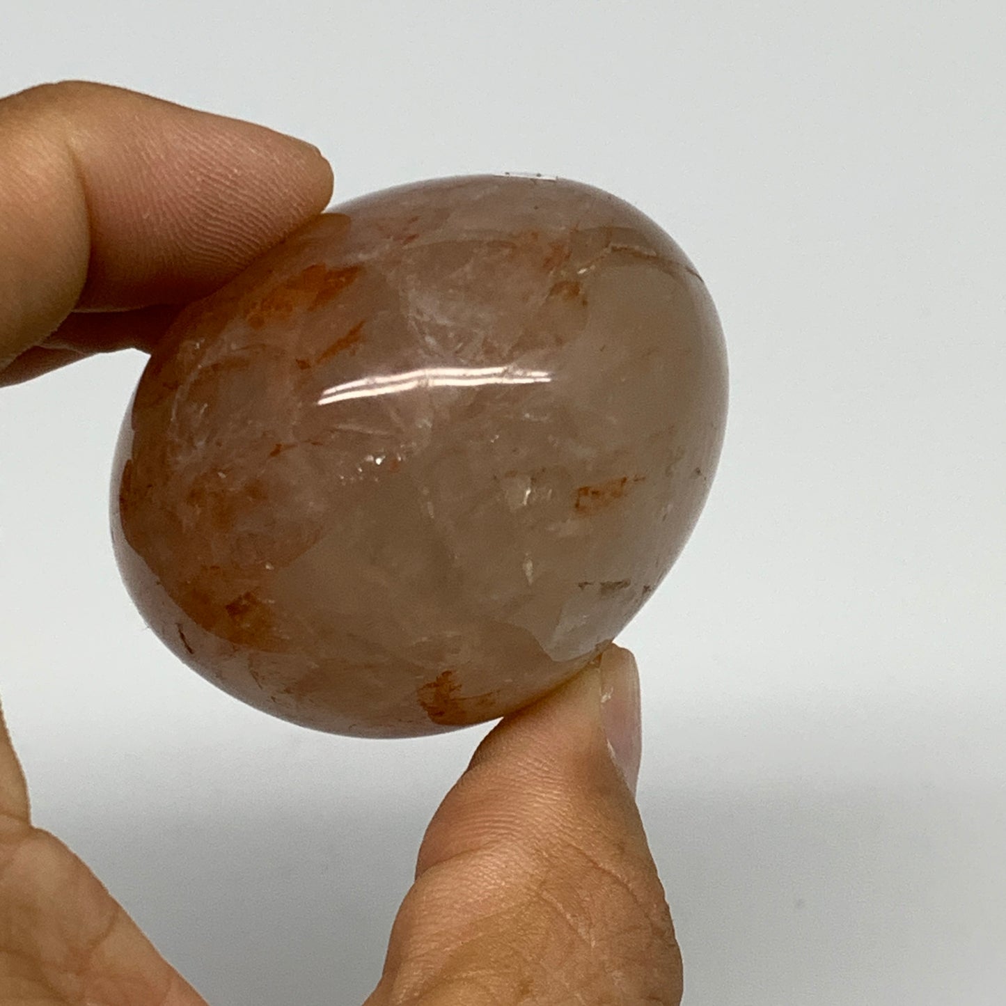 144g,2.1"x1.9"x1.5", Red Hematoid Fire Quartz Palm-Stone Crystal Polished, B3067