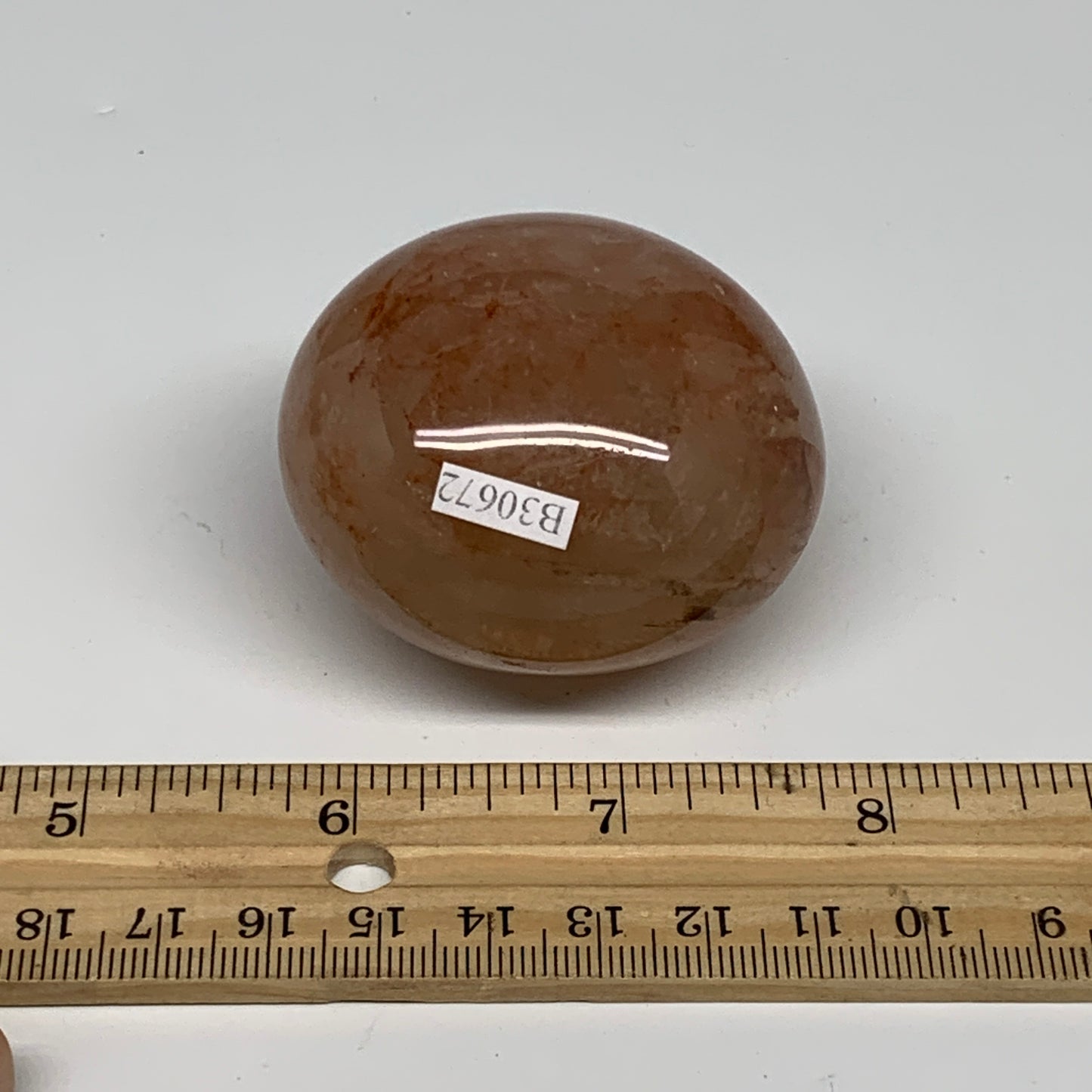 144g,2.1"x1.9"x1.5", Red Hematoid Fire Quartz Palm-Stone Crystal Polished, B3067