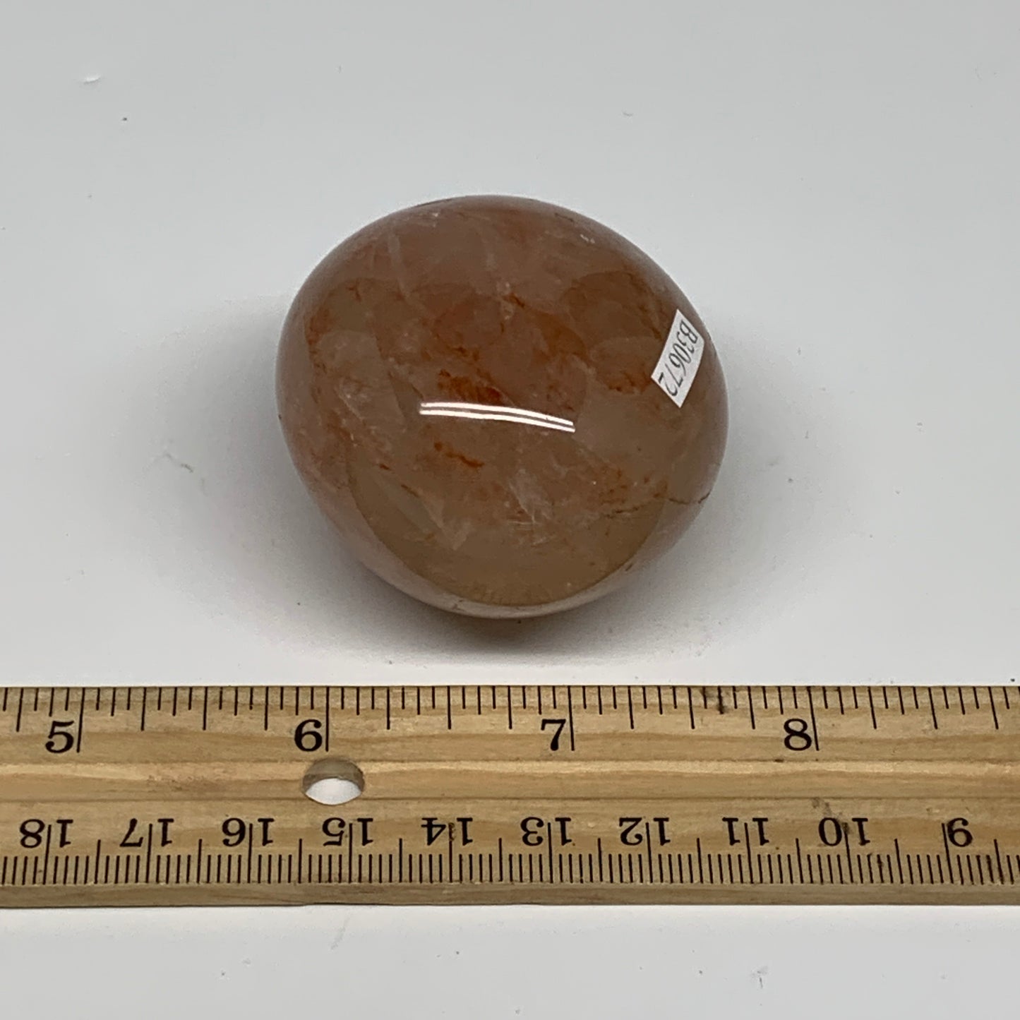 144g,2.1"x1.9"x1.5", Red Hematoid Fire Quartz Palm-Stone Crystal Polished, B3067