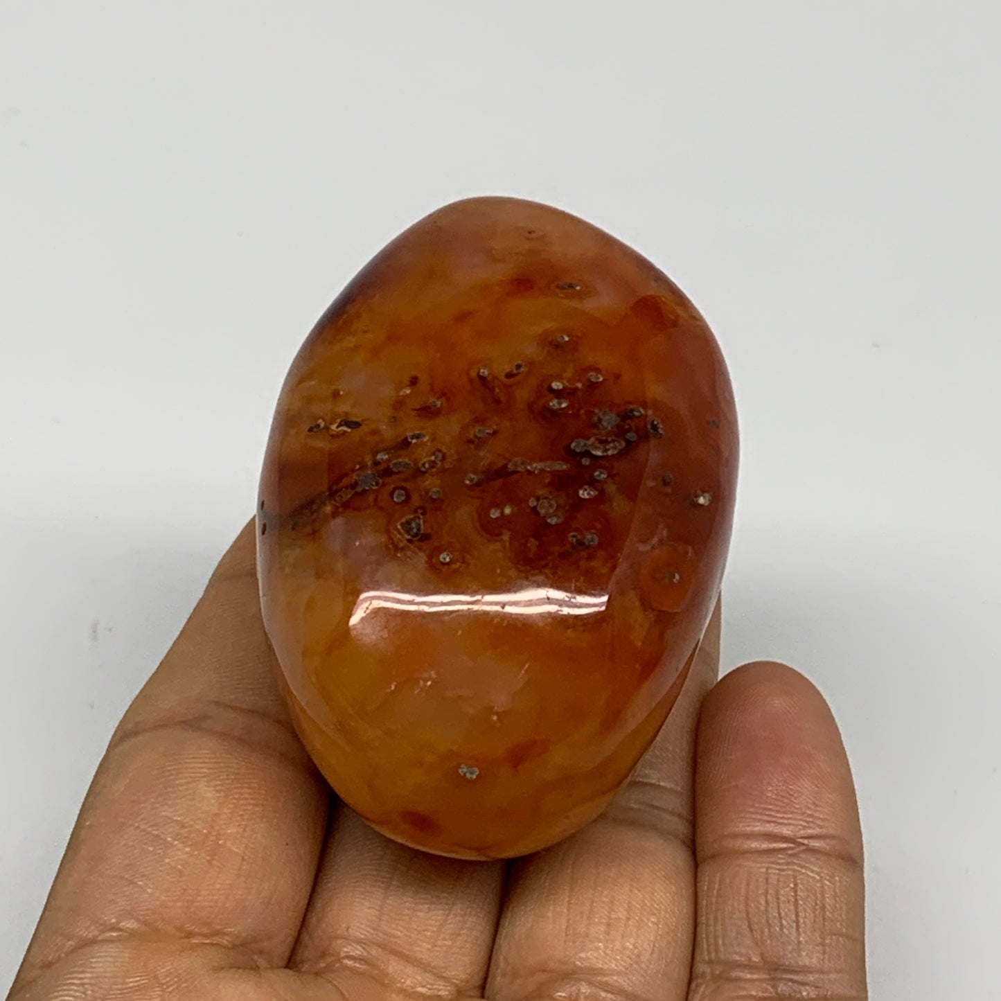 137.3g, 2.5"x1.6"x1.5", Red Carnelian Palm-Stone Gem Crystal Polished, B28430
