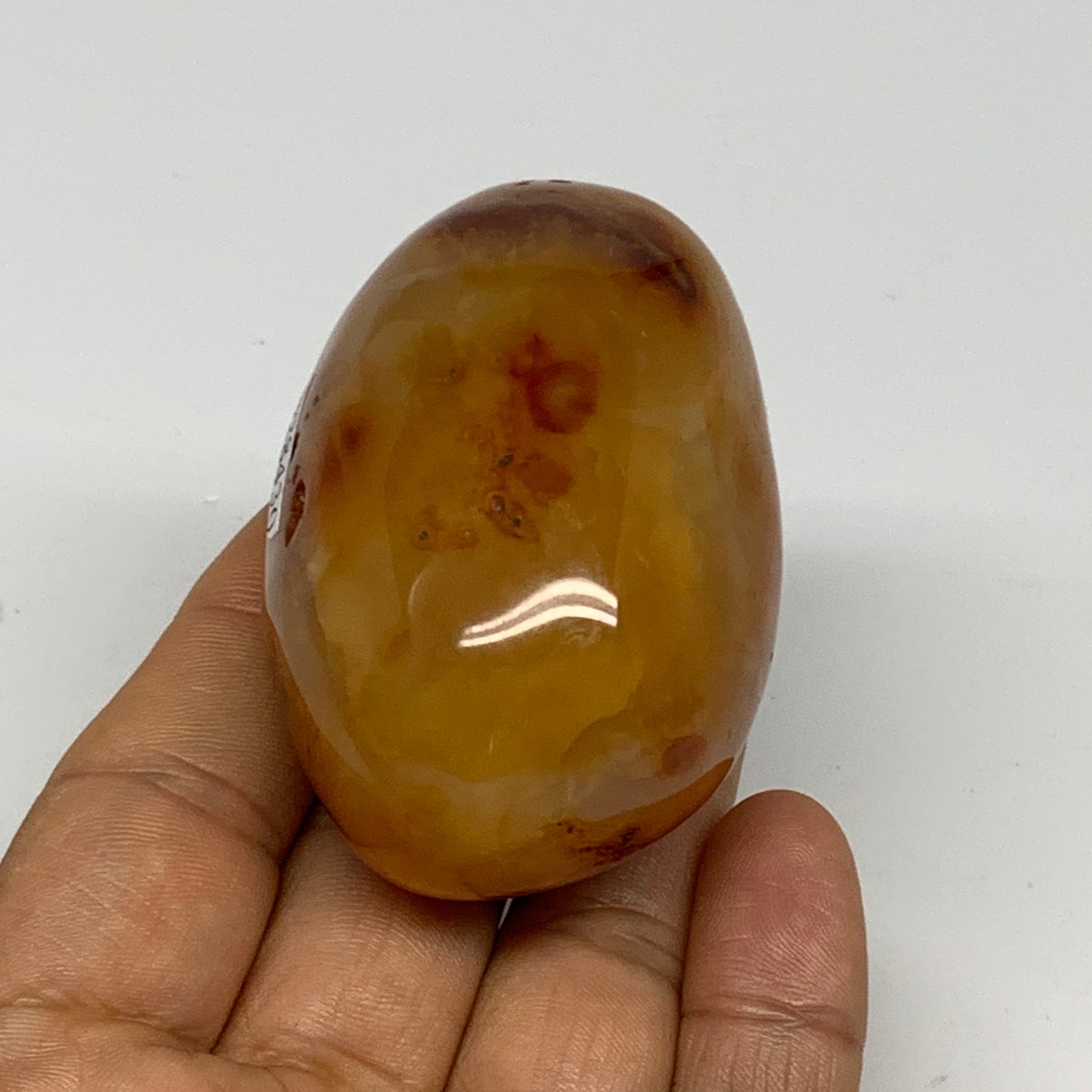 137.3g, 2.5"x1.6"x1.5", Red Carnelian Palm-Stone Gem Crystal Polished, B28430