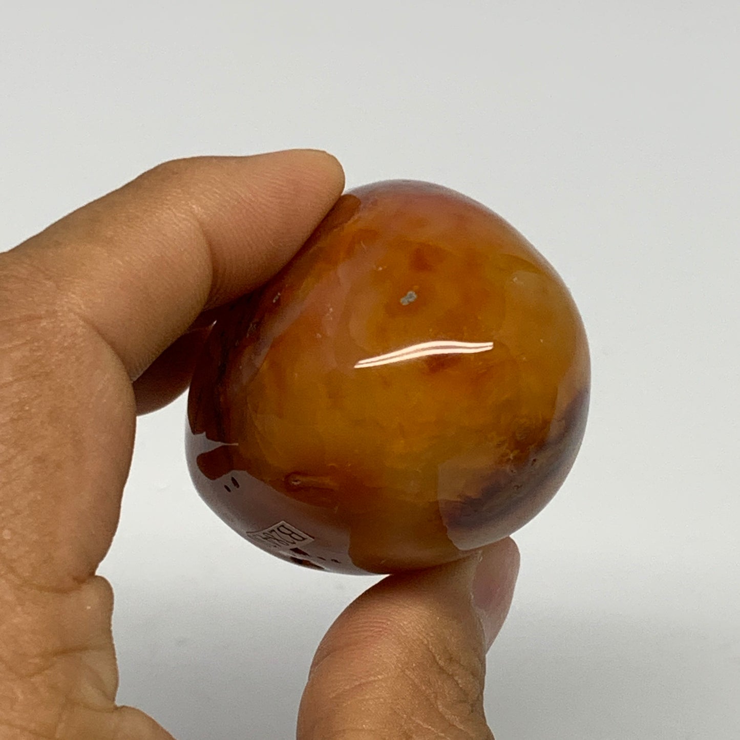 137.3g, 2.5"x1.6"x1.5", Red Carnelian Palm-Stone Gem Crystal Polished, B28430