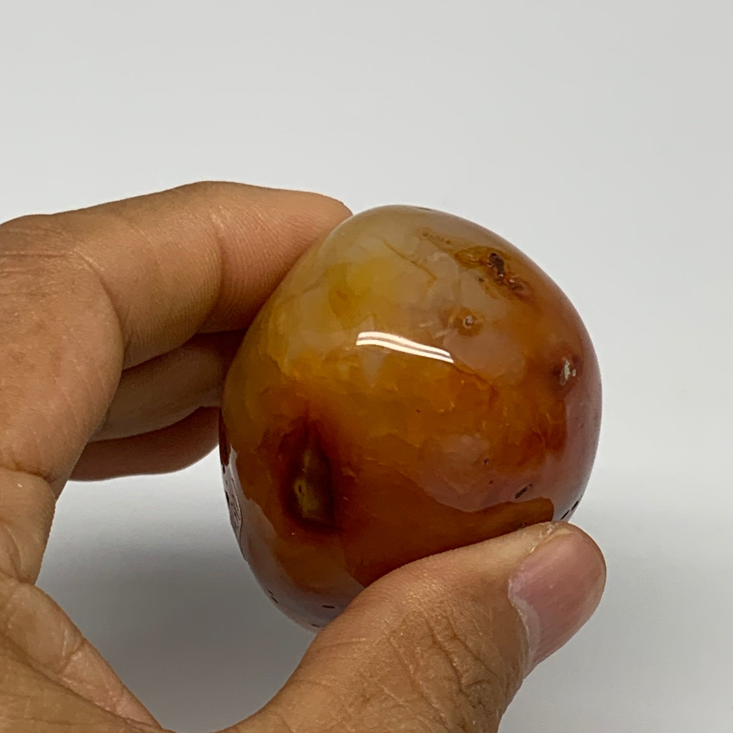 137.3g, 2.5"x1.6"x1.5", Red Carnelian Palm-Stone Gem Crystal Polished, B28430