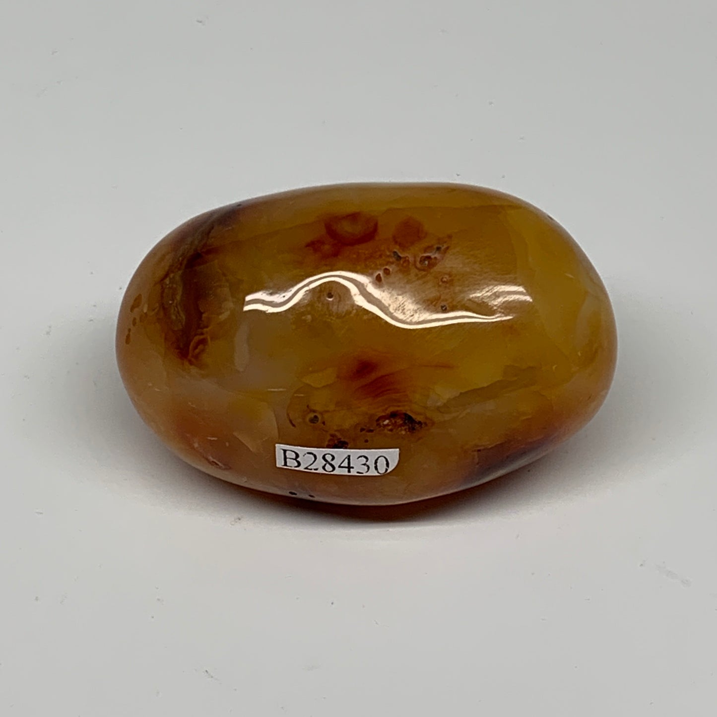 137.3g, 2.5"x1.6"x1.5", Red Carnelian Palm-Stone Gem Crystal Polished, B28430
