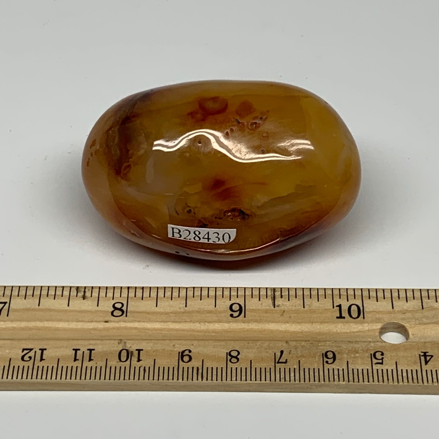 137.3g, 2.5"x1.6"x1.5", Red Carnelian Palm-Stone Gem Crystal Polished, B28430