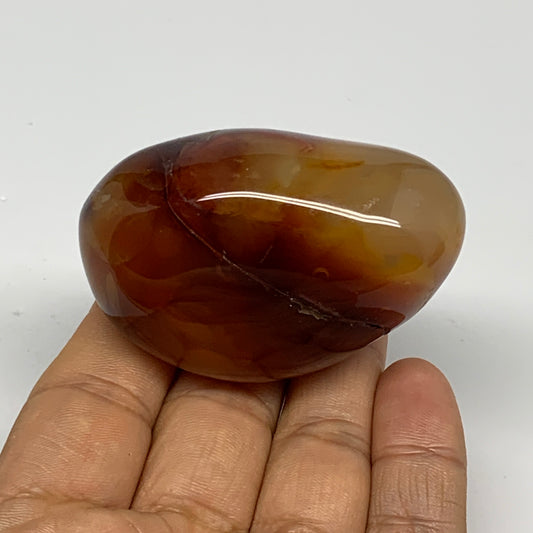 112.2g, 2.2"x1.5"x1.5", Red Carnelian Palm-Stone Gem Crystal Polished, B28431