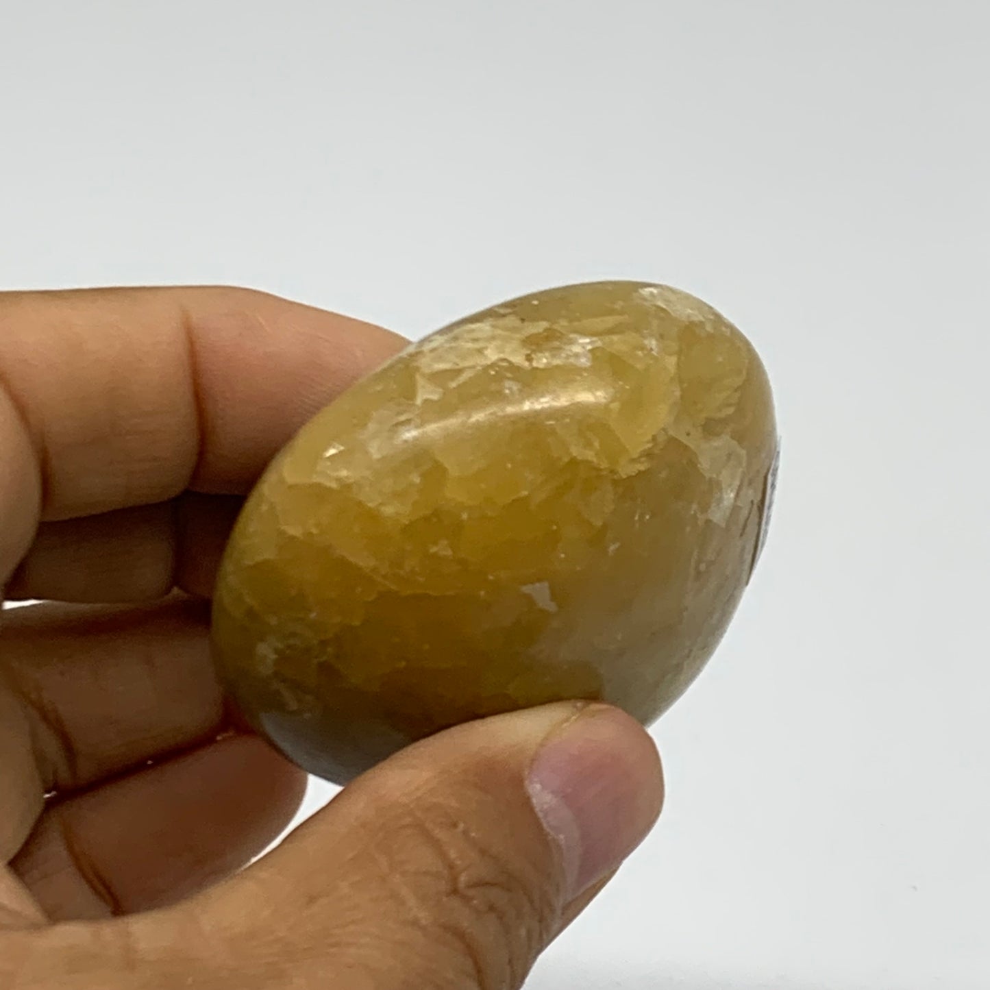 100g, 2"x2"x1.1", Septarian Nodule Palm-Stone Polished Crystal, B37945