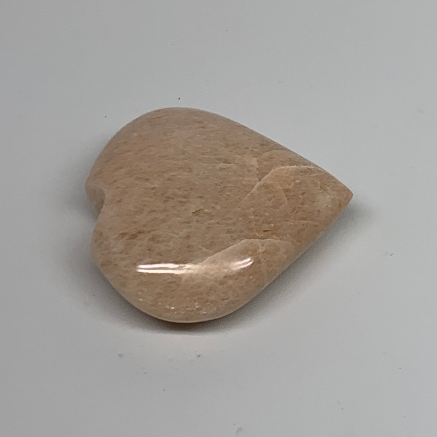 69.4g, 2.1"x2.1"x0.8", Peach Moonstone Heart Crystal Polished Gemstone, B34903