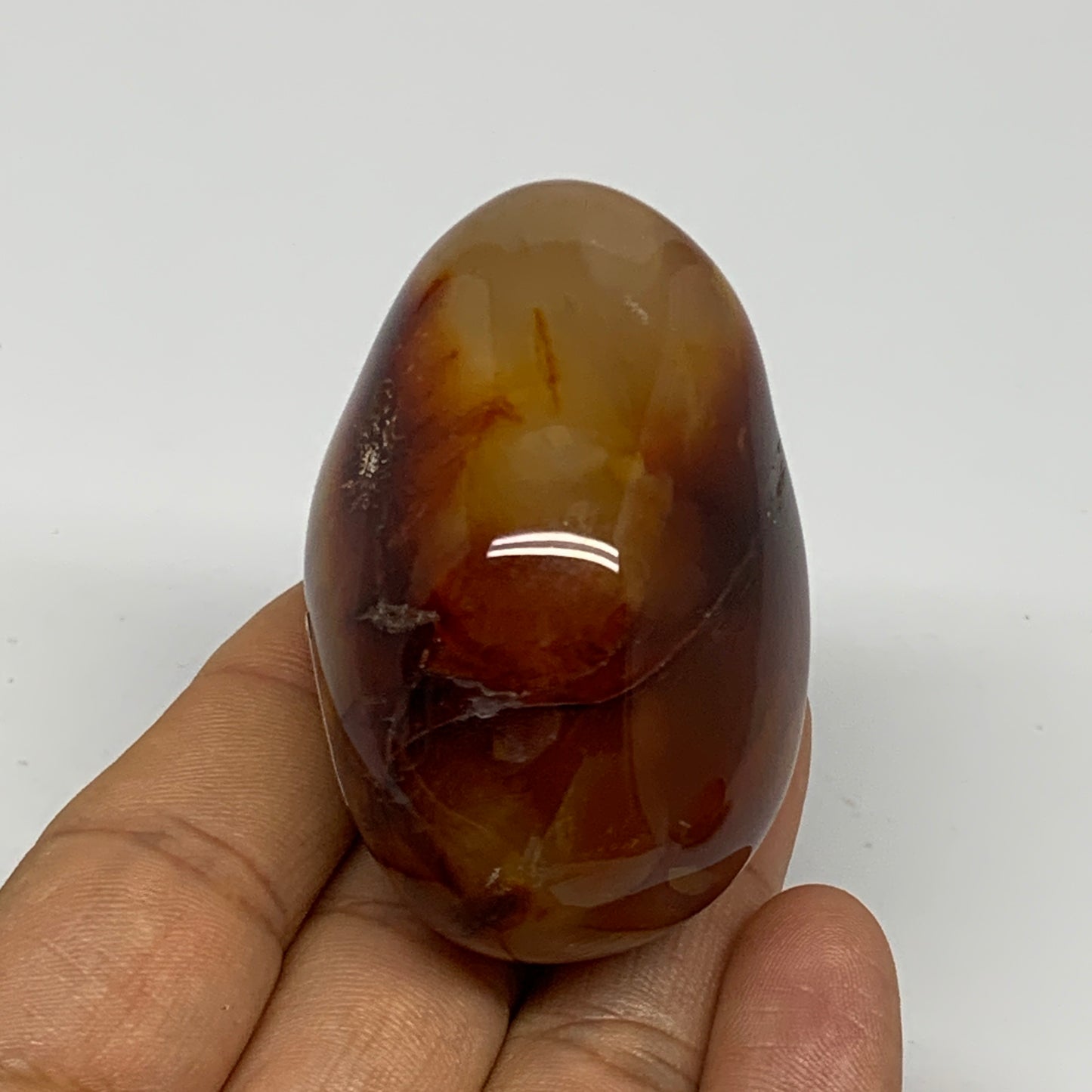112.2g, 2.2"x1.5"x1.5", Red Carnelian Palm-Stone Gem Crystal Polished, B28431