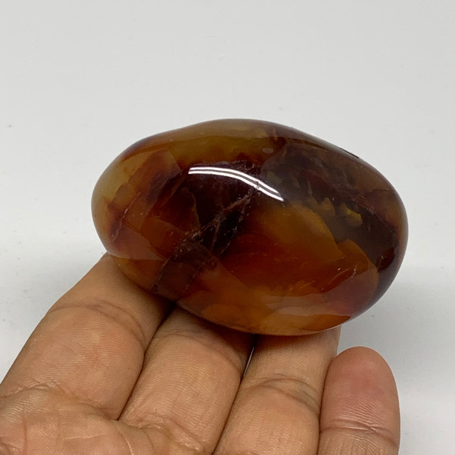 112.2g, 2.2"x1.5"x1.5", Red Carnelian Palm-Stone Gem Crystal Polished, B28431