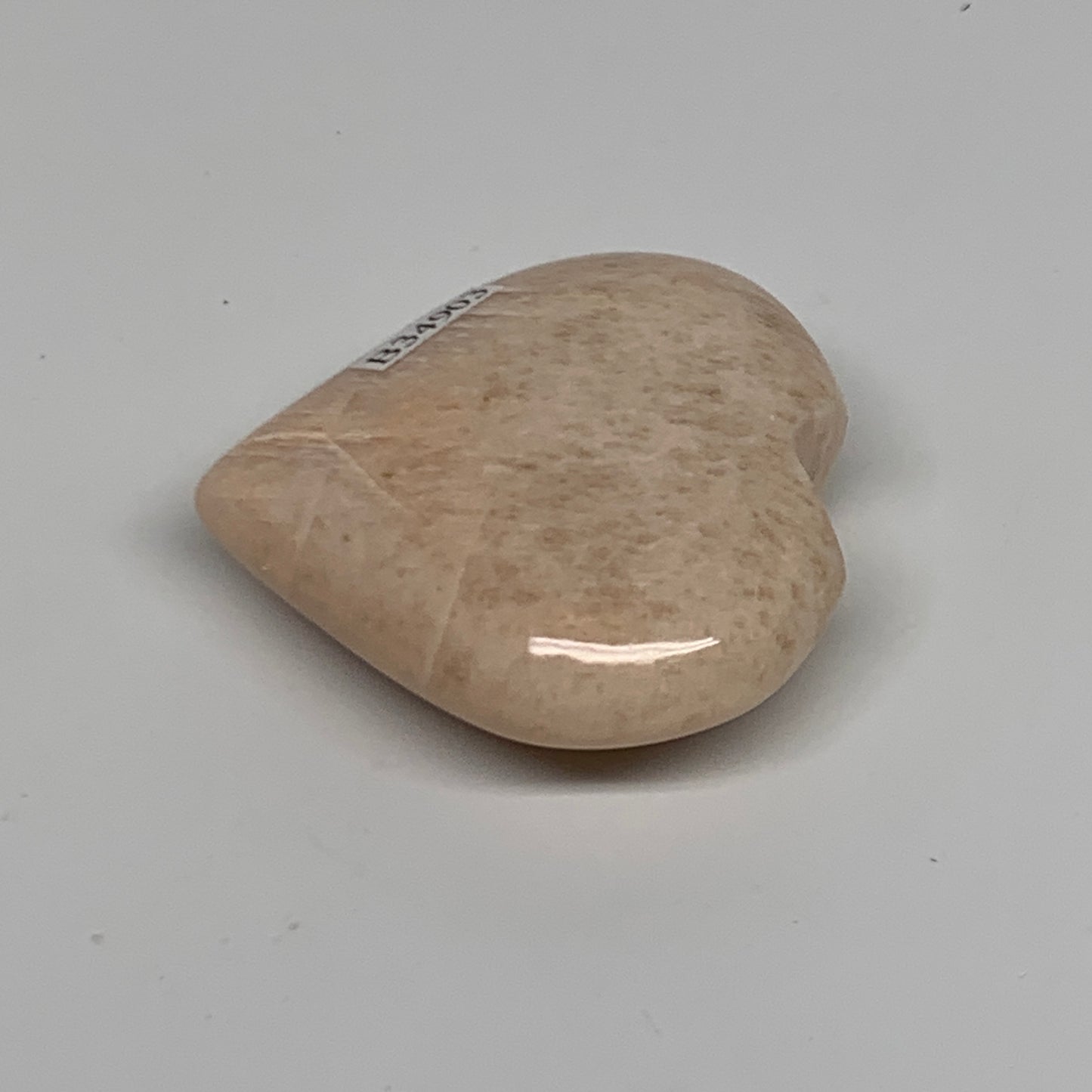 69.4g, 2.1"x2.1"x0.8", Peach Moonstone Heart Crystal Polished Gemstone, B34903