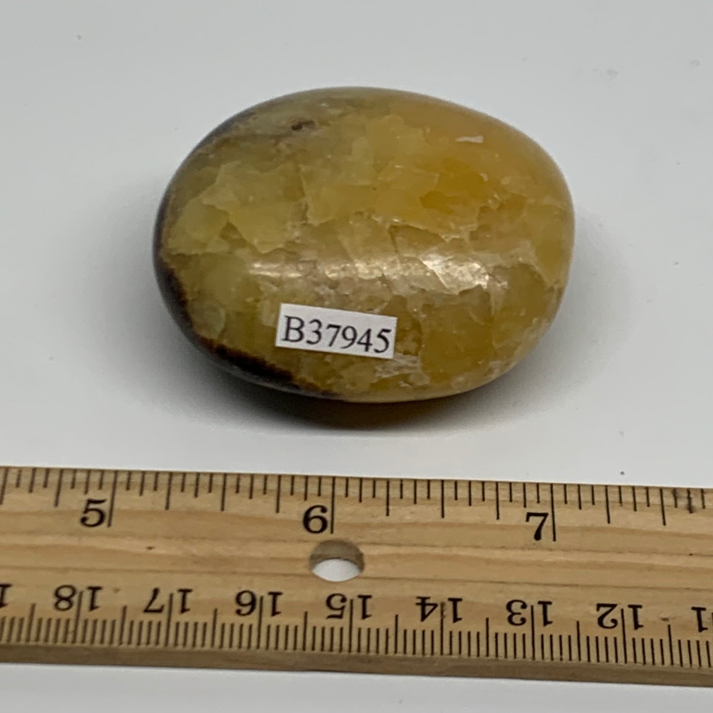 100g, 2"x2"x1.1", Septarian Nodule Palm-Stone Polished Crystal, B37945