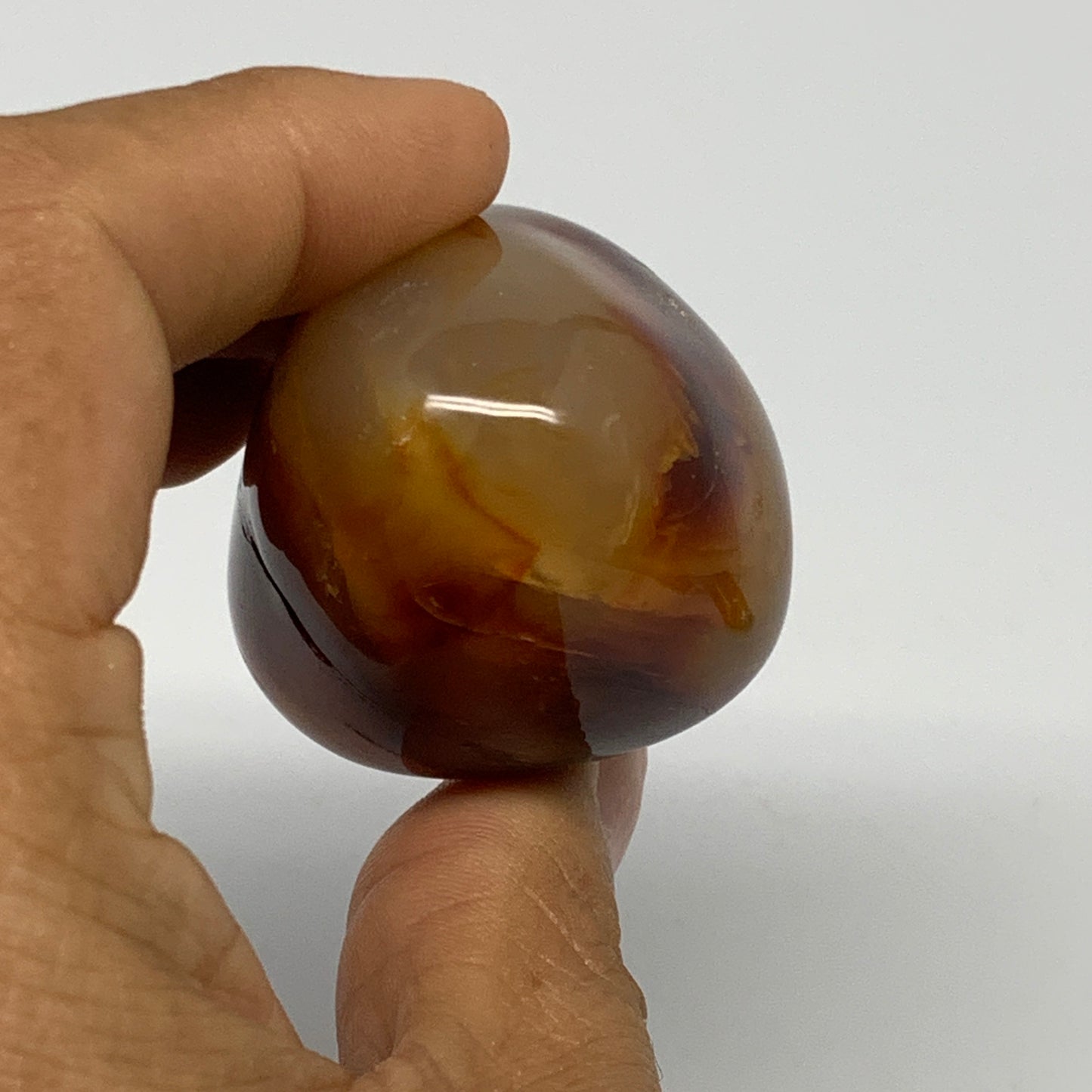 112.2g, 2.2"x1.5"x1.5", Red Carnelian Palm-Stone Gem Crystal Polished, B28431